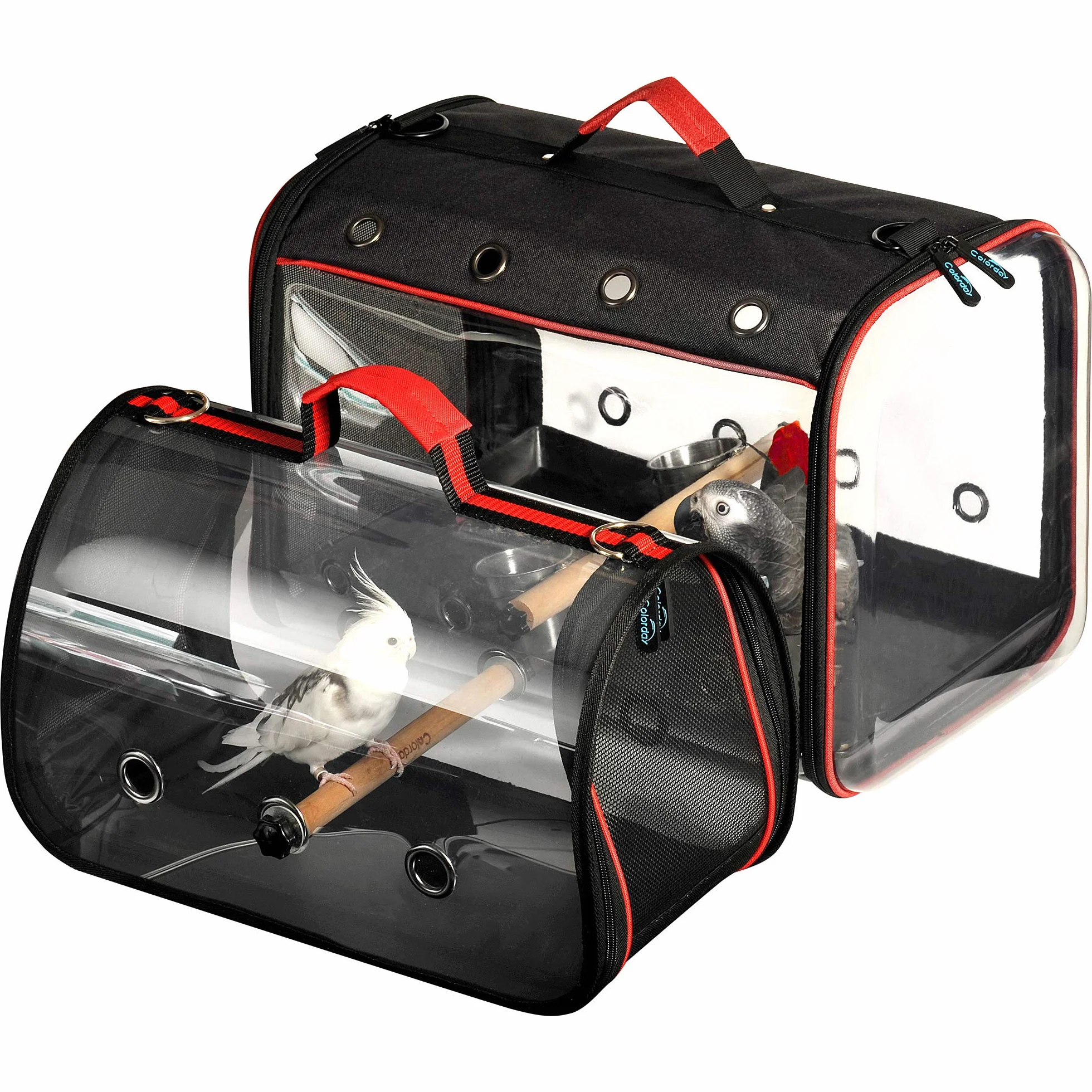 Colorday Gabbia per uccelli leggera da viaggio per uccelli (grande 19 x 12 x 13, nero)