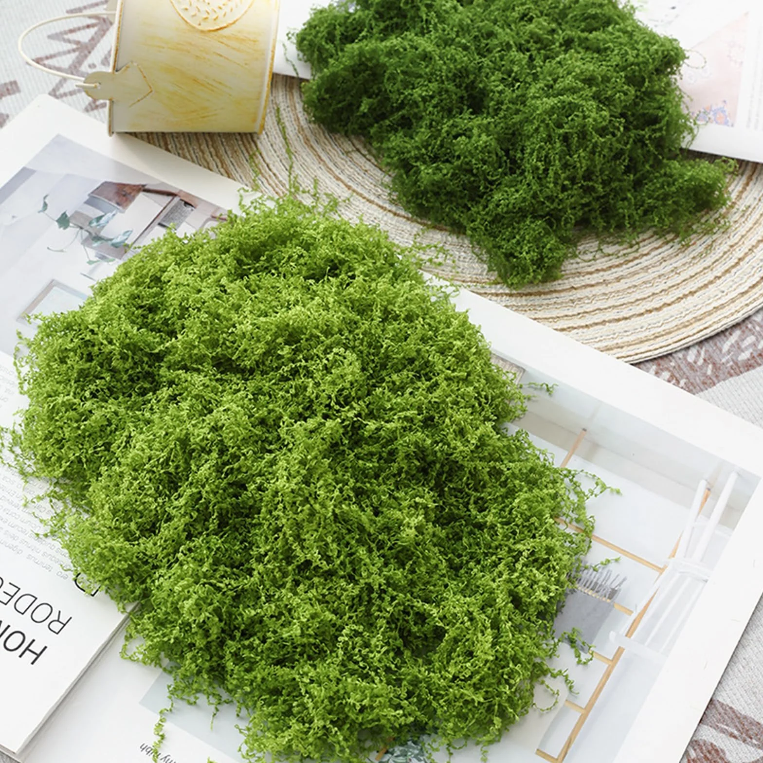 Muschio Finto per Decorazioni 100g, Muschio Stabilizzato Nylon, Artificiale Muschio Sintetico per Acquario Modellismo Terrario Casa Decori