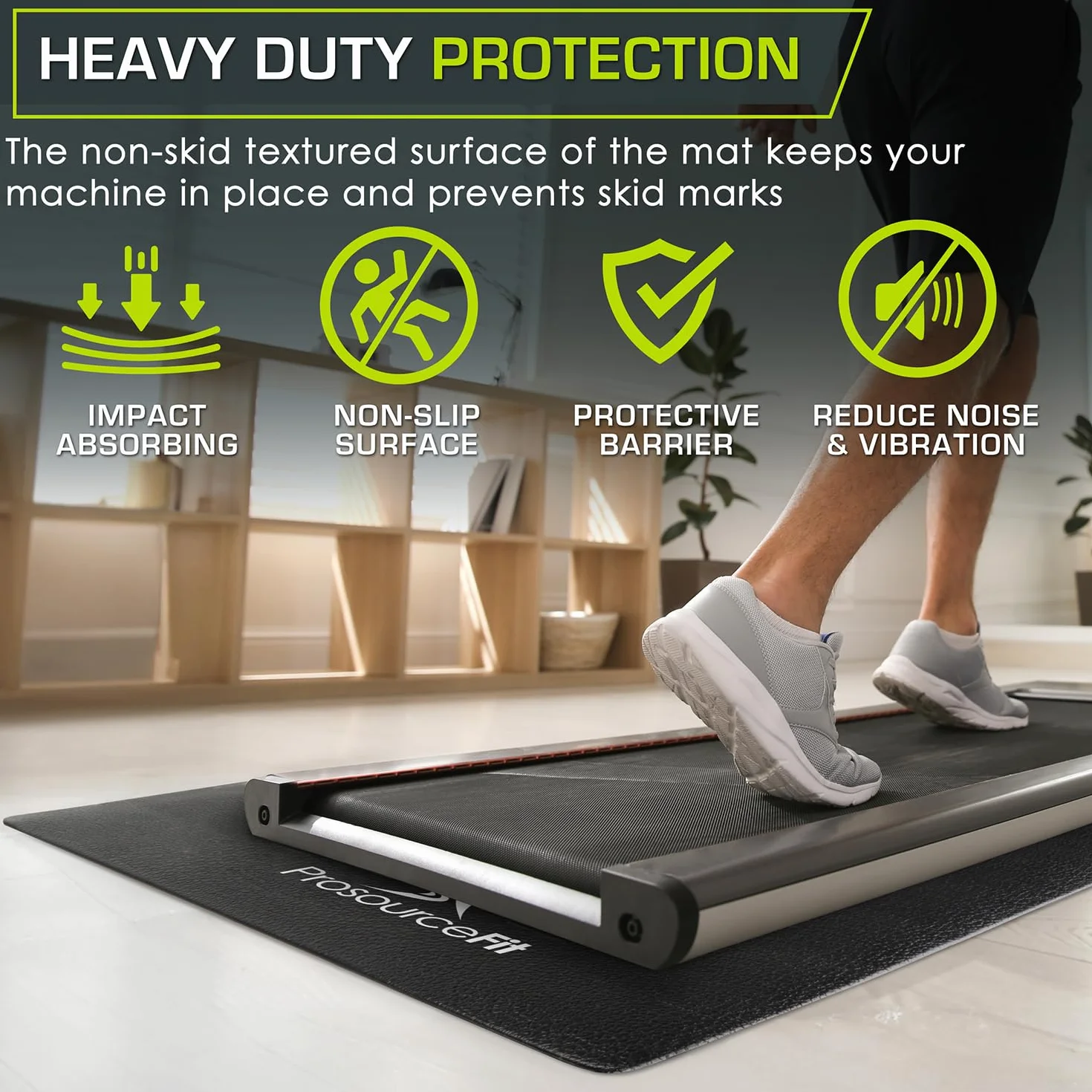 ProsourceFit Exercise Equipment & Treadmill Mat High Density PVC Floor Protector, 3 x 6.5-feet