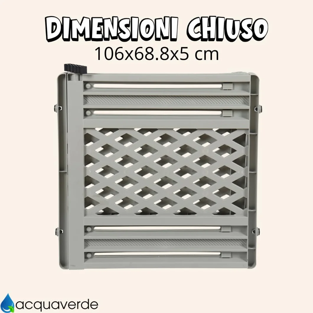 Acquaverde Cancelletto Estensibile per Cani e Gatti da Interno Plastica Grigia con Sistema di Chiusura 106x68,8x5 cm