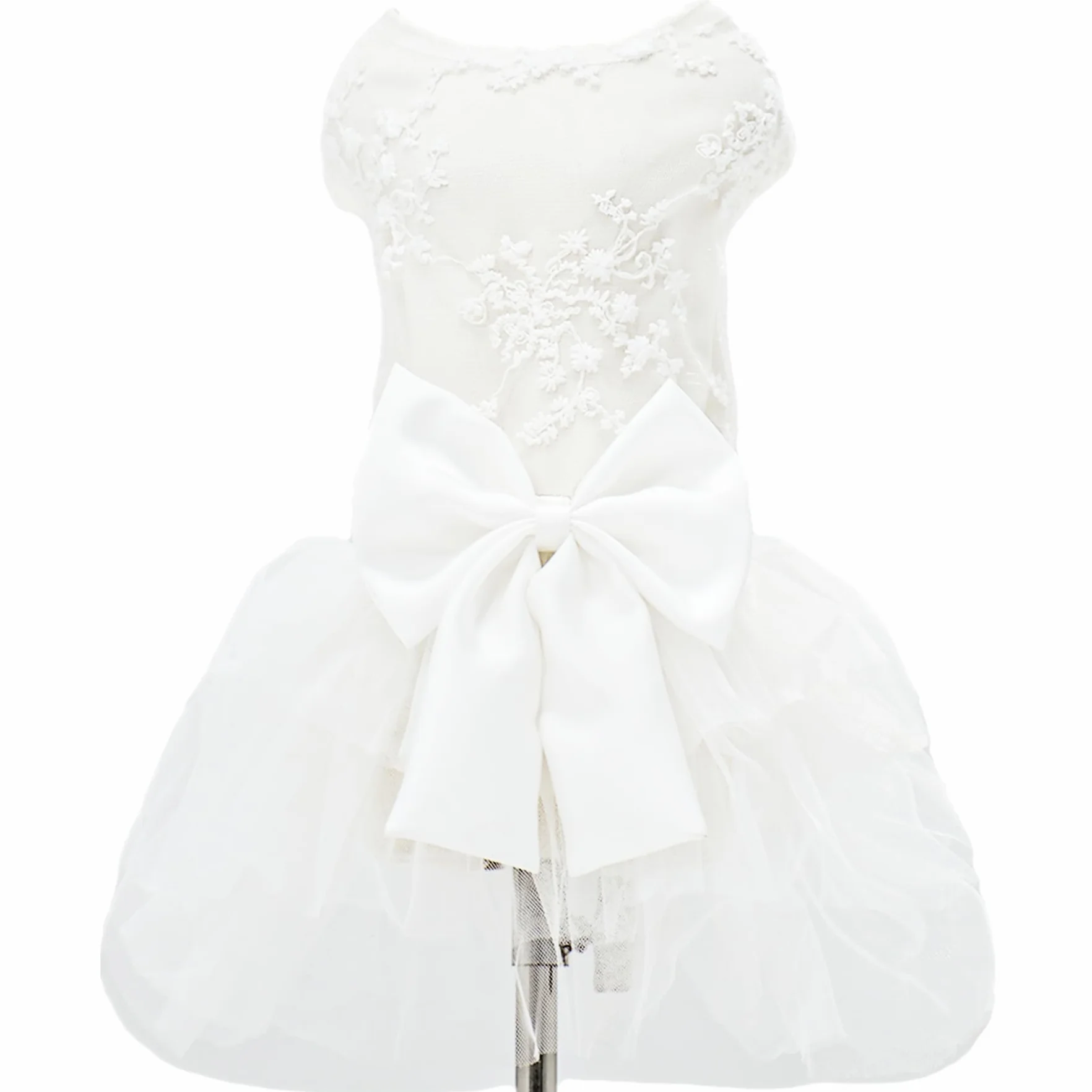 Vestito bianco per cani, abito da sposa con tutù in pizzo ricamato, gonna da principessa, per cuccioli di taglia piccola, media, femmina, costume per cani e ragazze (abito ricamato, 3XL)
