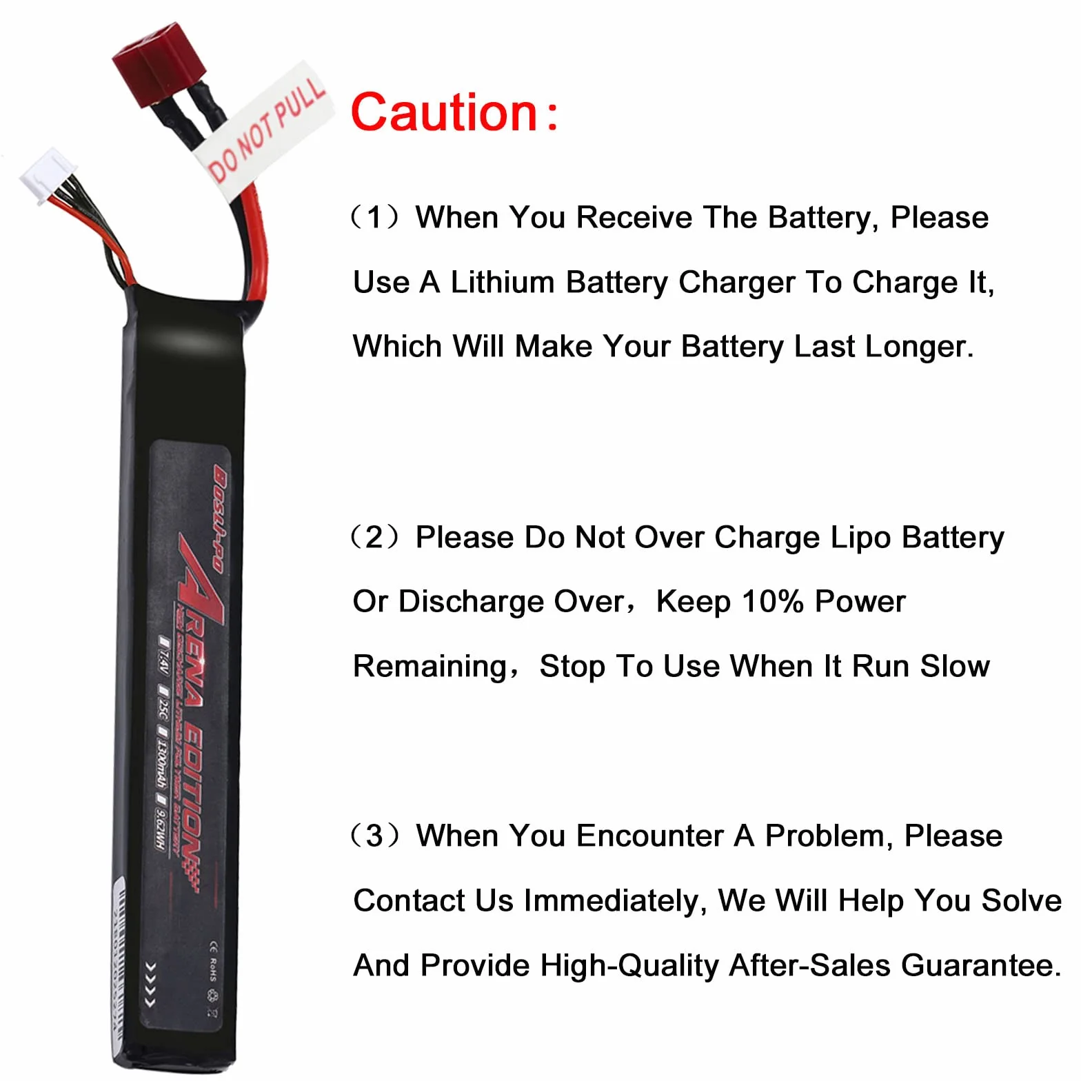 Batteria LiPo 7.4V 2S 25C 1300mAh Airsoft AEG con Connettore T Plug