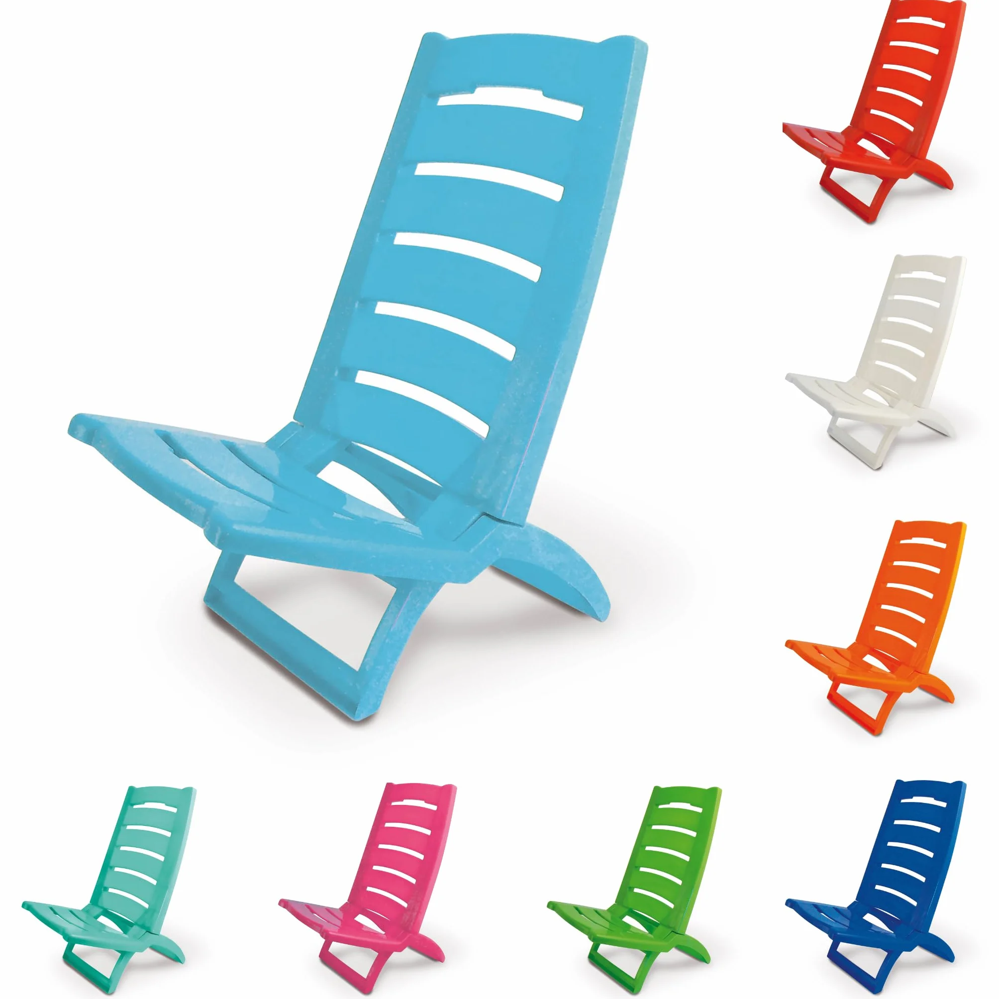 Tata Home Sedia Seggiola da Spiaggia Pieghevole Portatile Spiaggina Mare Piscina in Plastica Trasportabile Richiudibile Made in Italy Azzurro