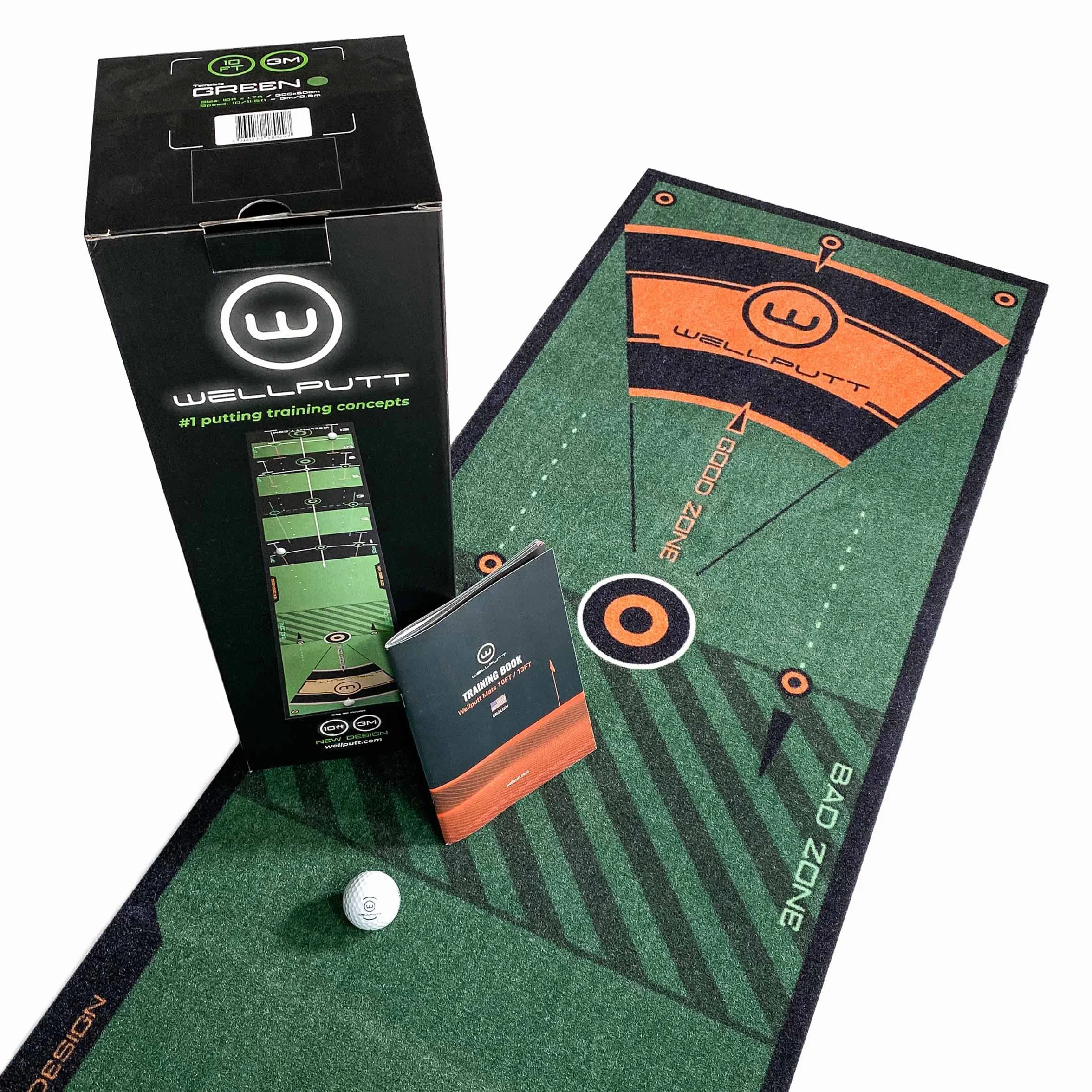 WELLPUTT - Tappetino da Putting Allenamento Golf - 3m Verde