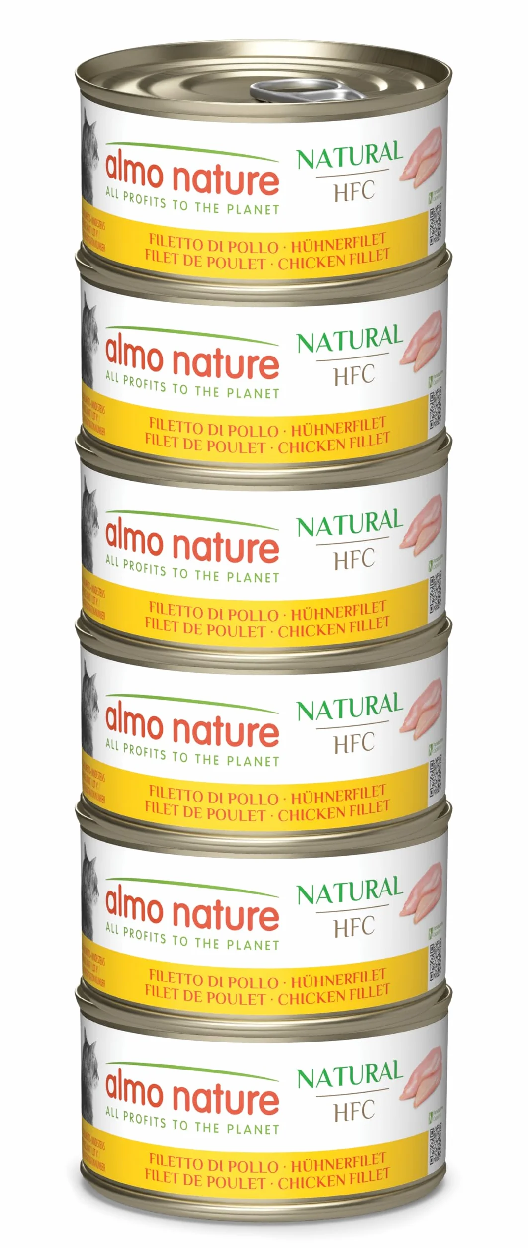 Almo Nature HFC Natural Alimento Umido per Gatti - Filetto di Pollo - Confezione da 420 g (6 x 70 g)