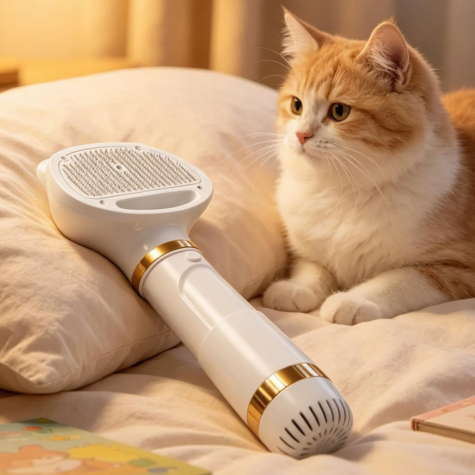 Spazzola Asciugacapelli Per Animali Pettine Rimuovipelo Per Cani | Spazzola Asciugacapelli Portatile Con 3 Temperature Adatto A Casa Appartamento Viaggio Doccia Bagno