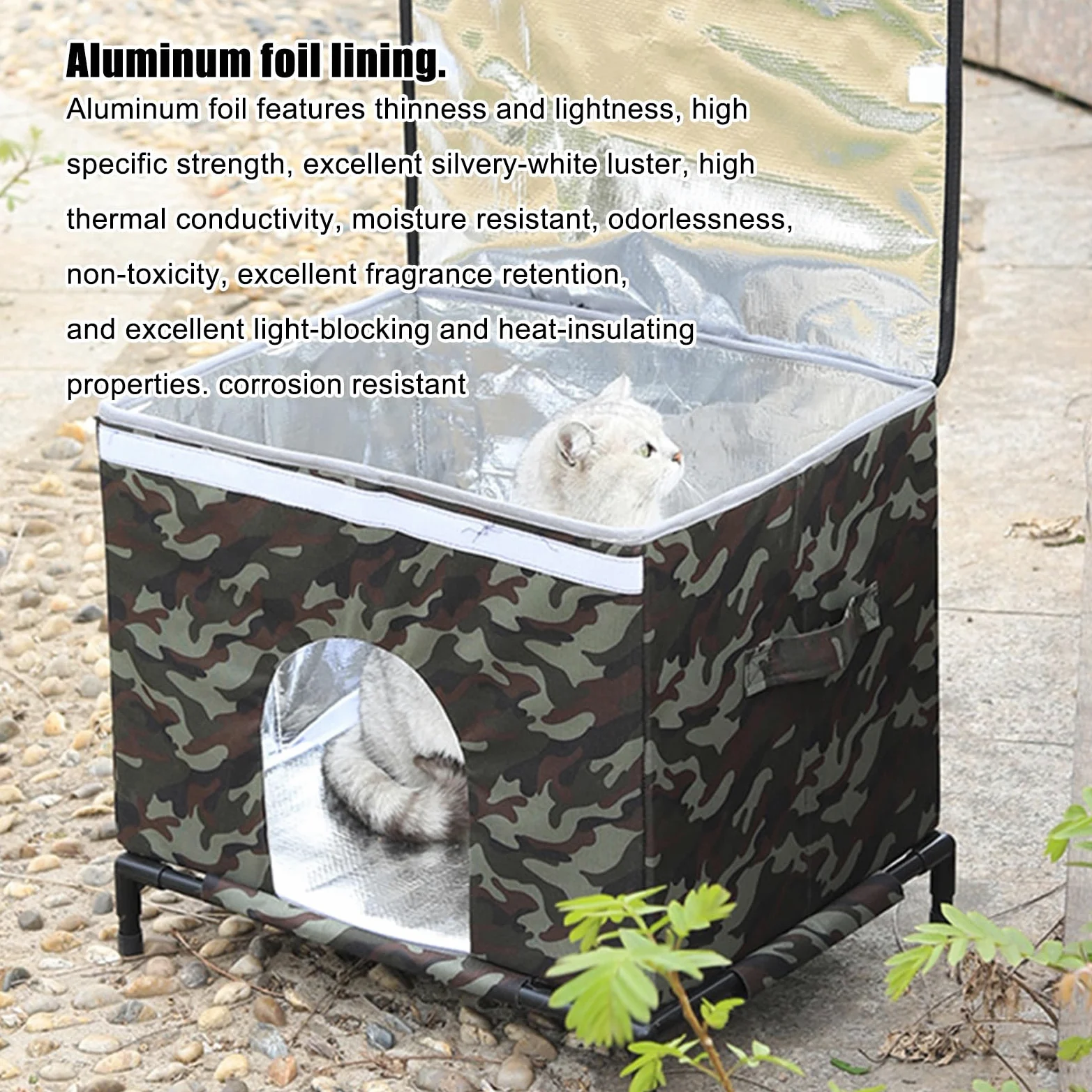 Casa Per Gatti Da Esterno Tenda Isolata E Calda | Casa Esterna per Gatti con Base Sollevata e Finestra Trasparente per Inverno Per Polli Coniglietti Inverno Patio Balcone
