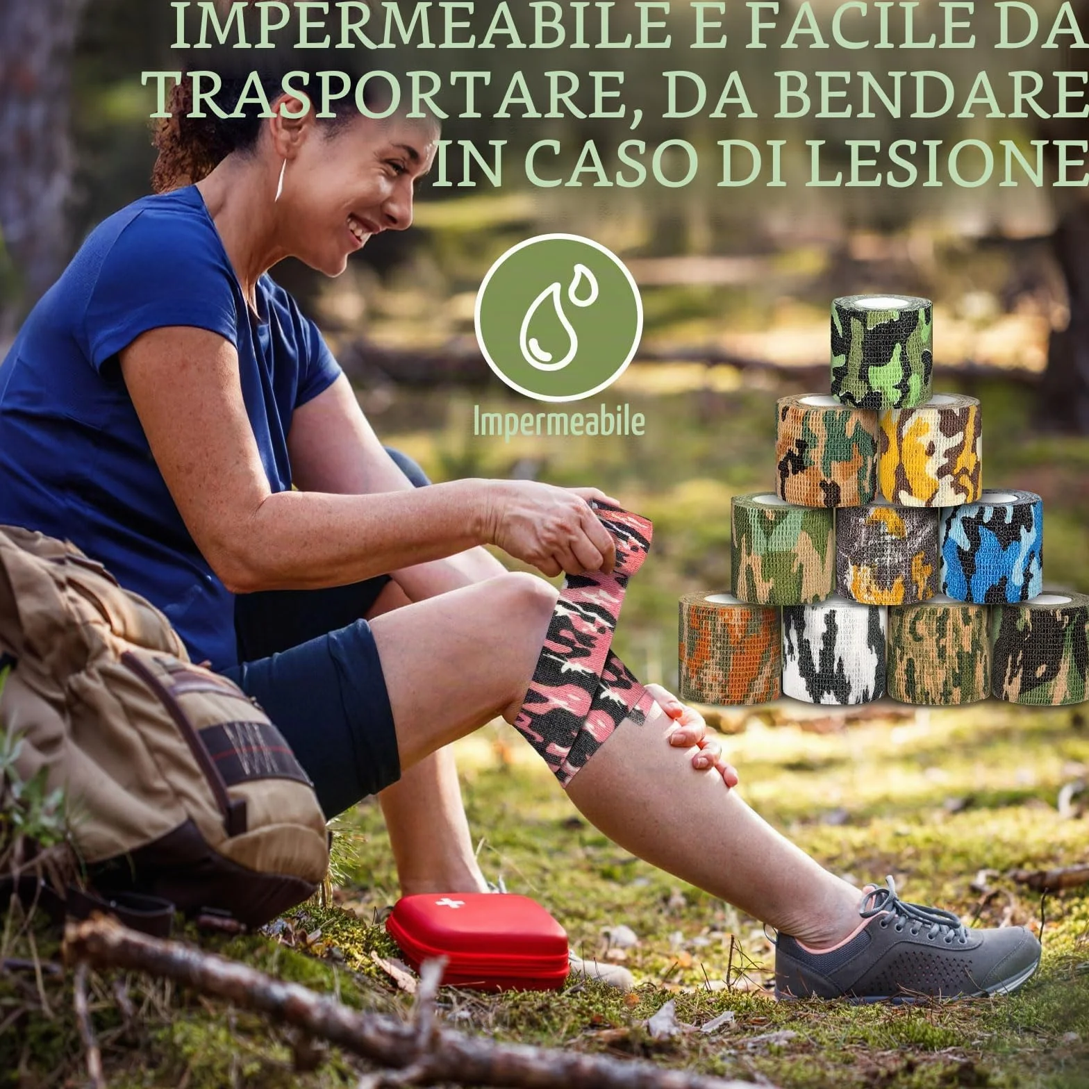 16 Rotoli Benda Elastica Autoadesiva, 5cmx4,5m Benda Elastica Coesiva, Nastro Crossfit, Garza Adesiva Coesiva Benda per Sportivo, Dita, Caviglia, Ginocchia, Gatti, Cani, Cavalli, Mimetico
