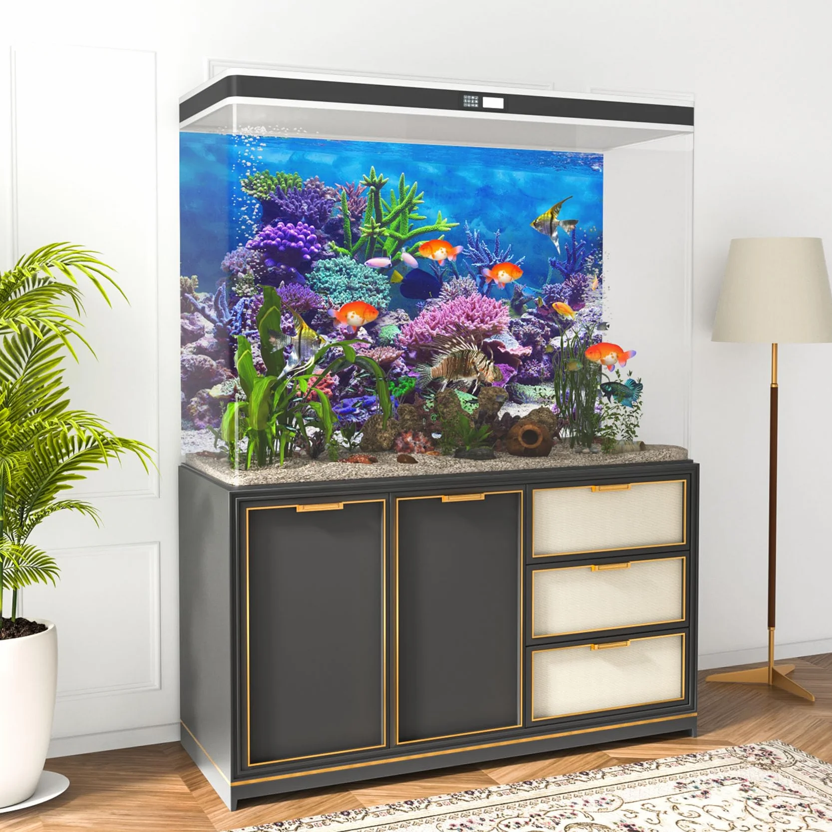 61x41cm Durevole Vinile Subacqueo Tema Acquario Sfondo Colorato Corallo Pesce Tropicale Sottomarino Mondo Pesce Serbatoio Poster Sfondo