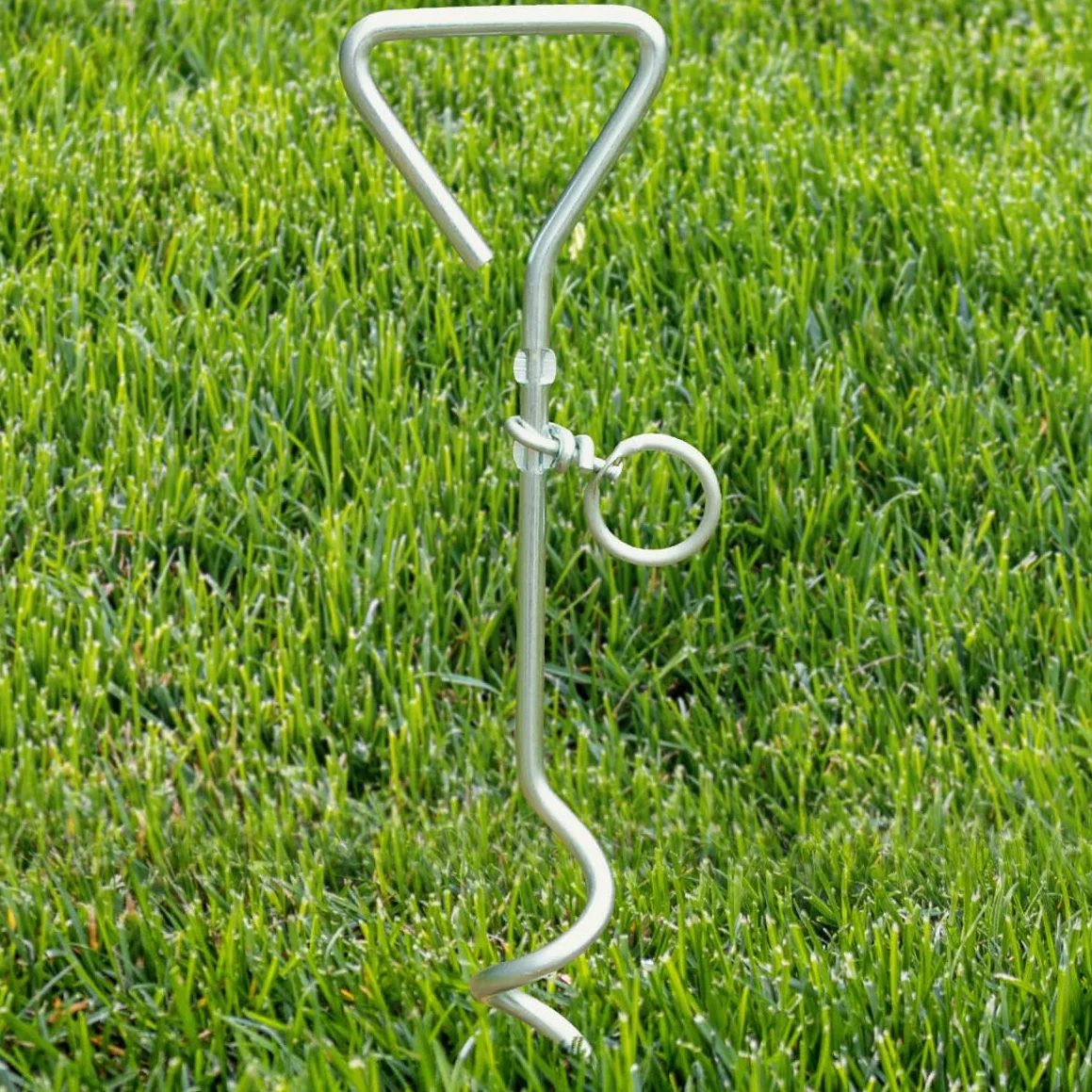 Milestone - Picchetto di Fissaggio in Acciaio da Esterni per Animali Domestici con Cavezza, 40, 6 cm