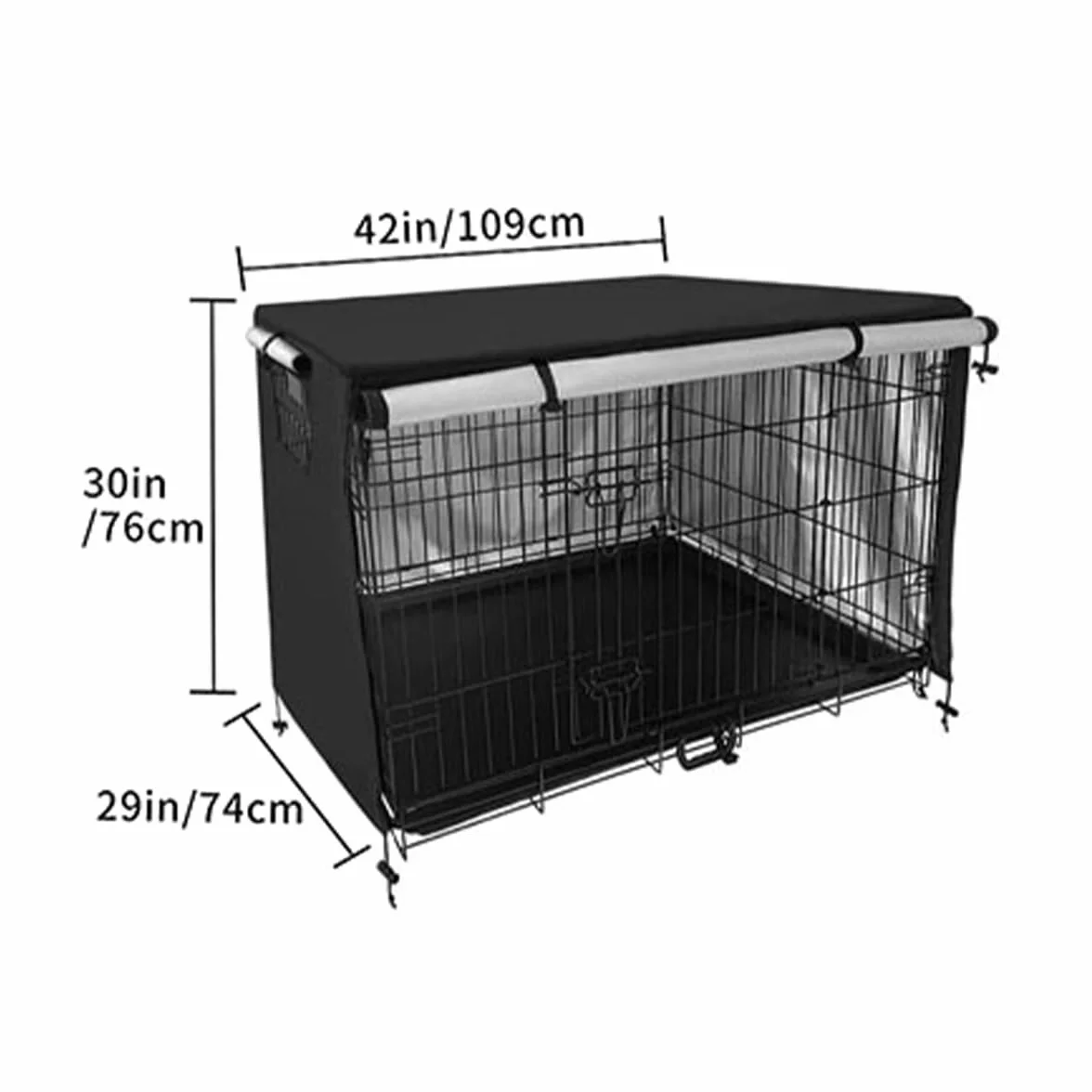 Copertura per Gabbia per Cani Impermeabile Oscurante 109 x 74 x 76 cm Nero