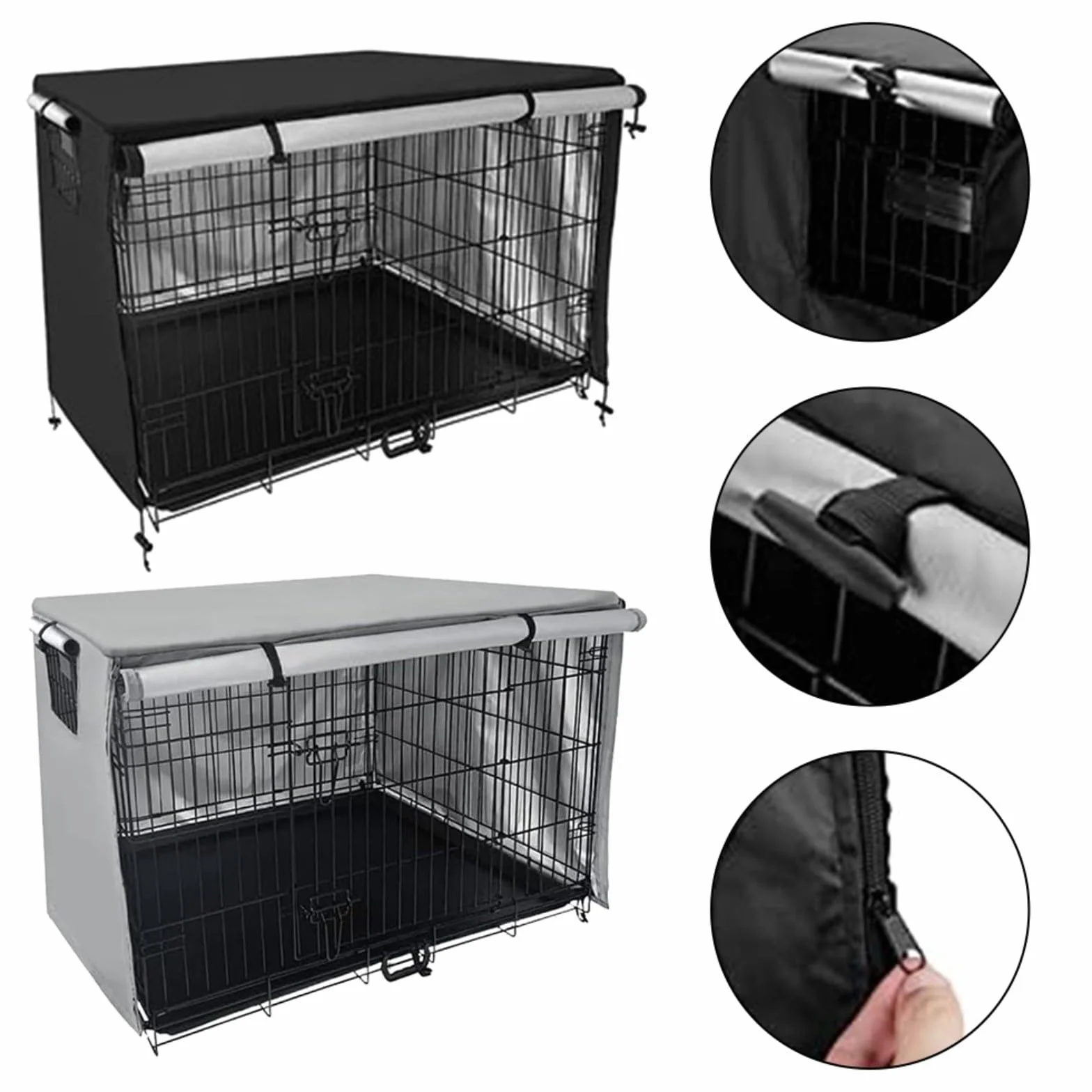 Copertura per gabbia per animali domestici in tessuto Oxford impermeabile traspirante grigio 124,5 x 79 cm