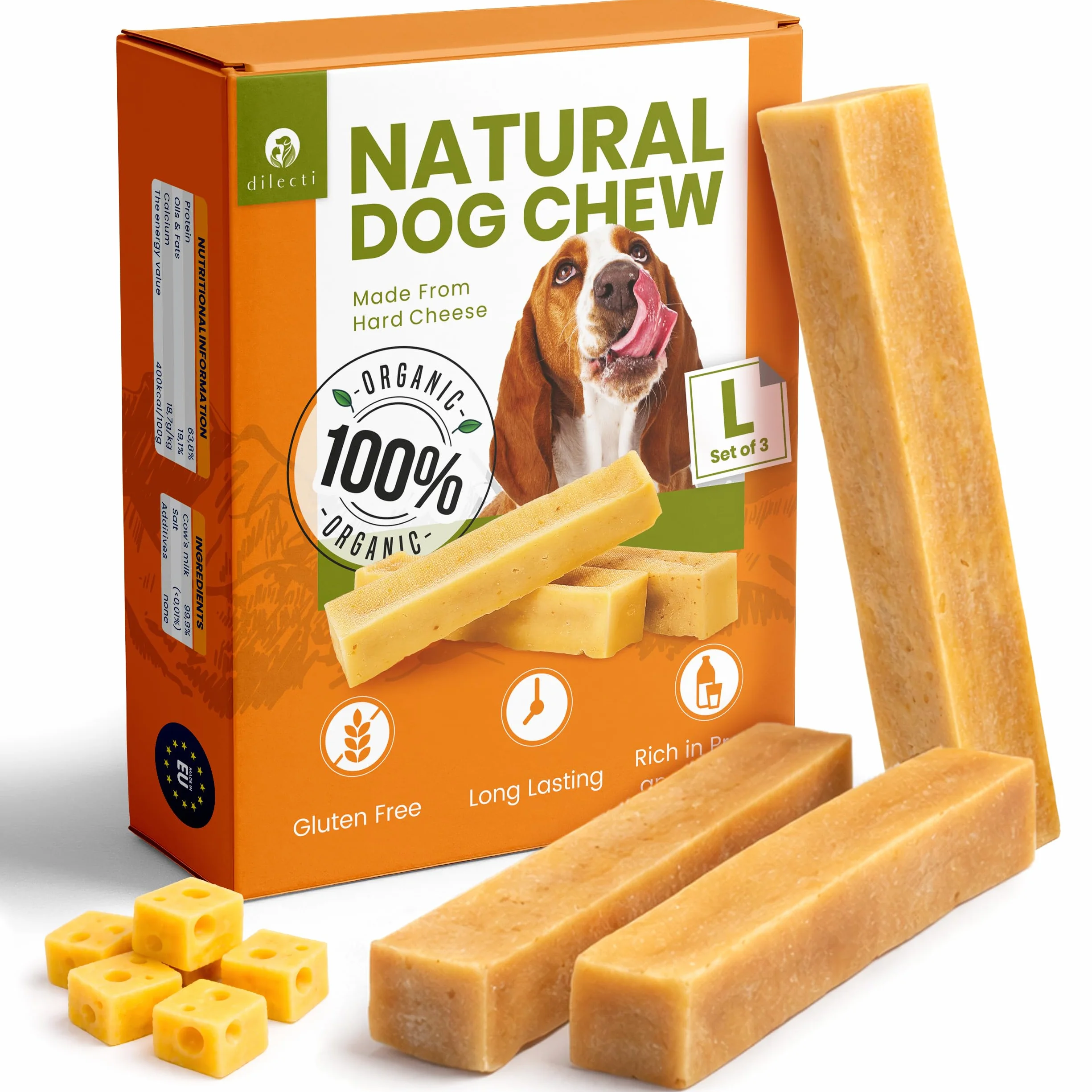 Ossi di formaggio dell'Himalaya - Masticatori naturali e di lunga durata per cani di taglia grande a base di latte, confezione da 3 pezzi