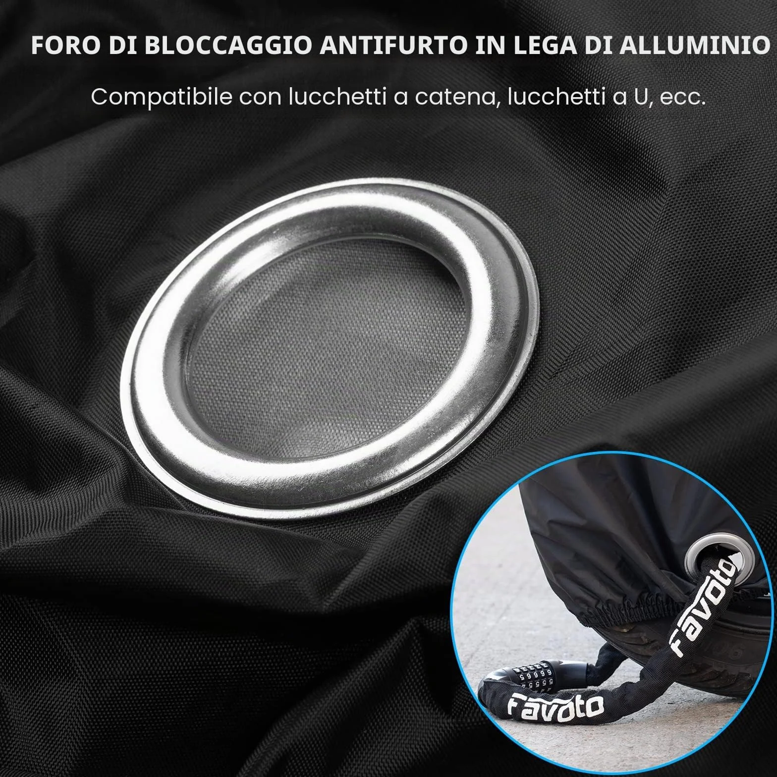 Favoto Telo Copri Bicicletta da Esterno Impermeabile, Robusto Tessuto Oxford, Protezione da Sole, Pioggia e Polvere, Antivento con Borsa per il Trasporto (Nero, per 1-2 biciclette)
