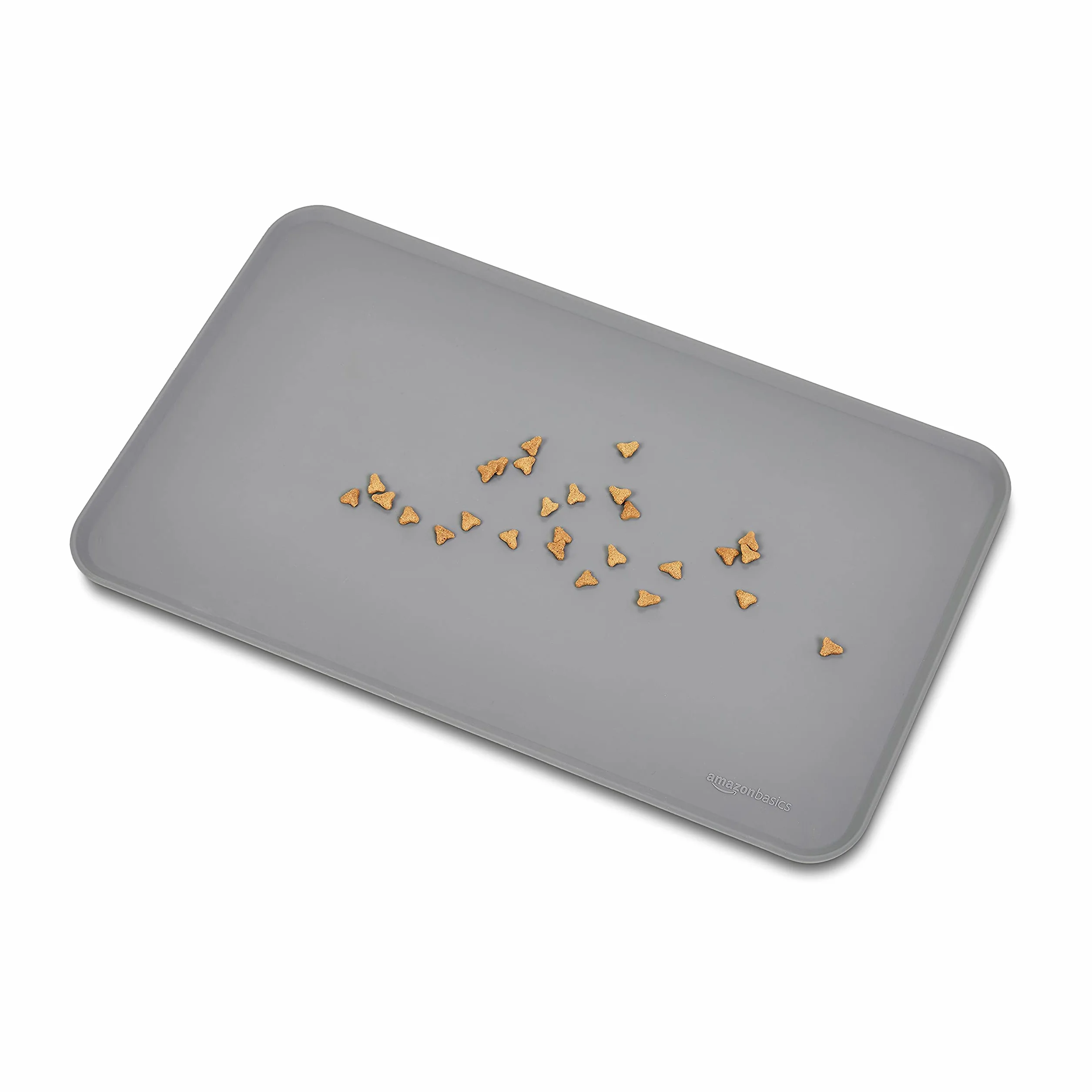 Amazon Basics tappetino sottociotola per animali domestici, impermeabile, in silicone - 47 x 29 cm, Grigio (confezione da 2), Tinta unita