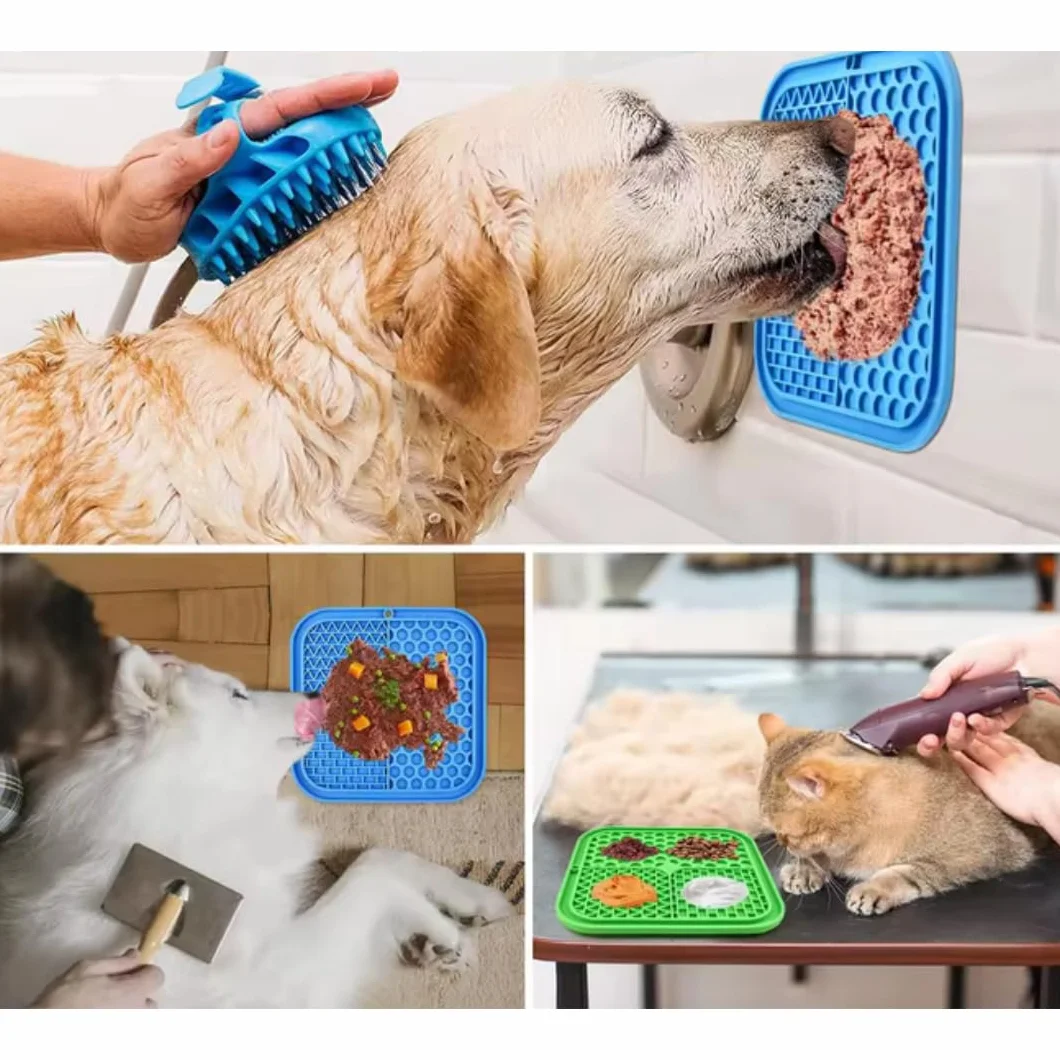 PARENCE.- Tappetino da leccare per cani e gatti - tappetino antistress con ventose, dispenser lento per dolcetti e cibo umido, cibo in silicone - colore casuale