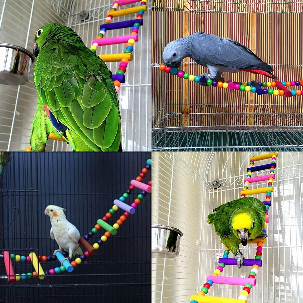 Meiso giocattolo per uccelli 74 x 10 cm scala altalena arcobaleno per pappagalli parrocchetti calopsiti cokatoo inseparabili
