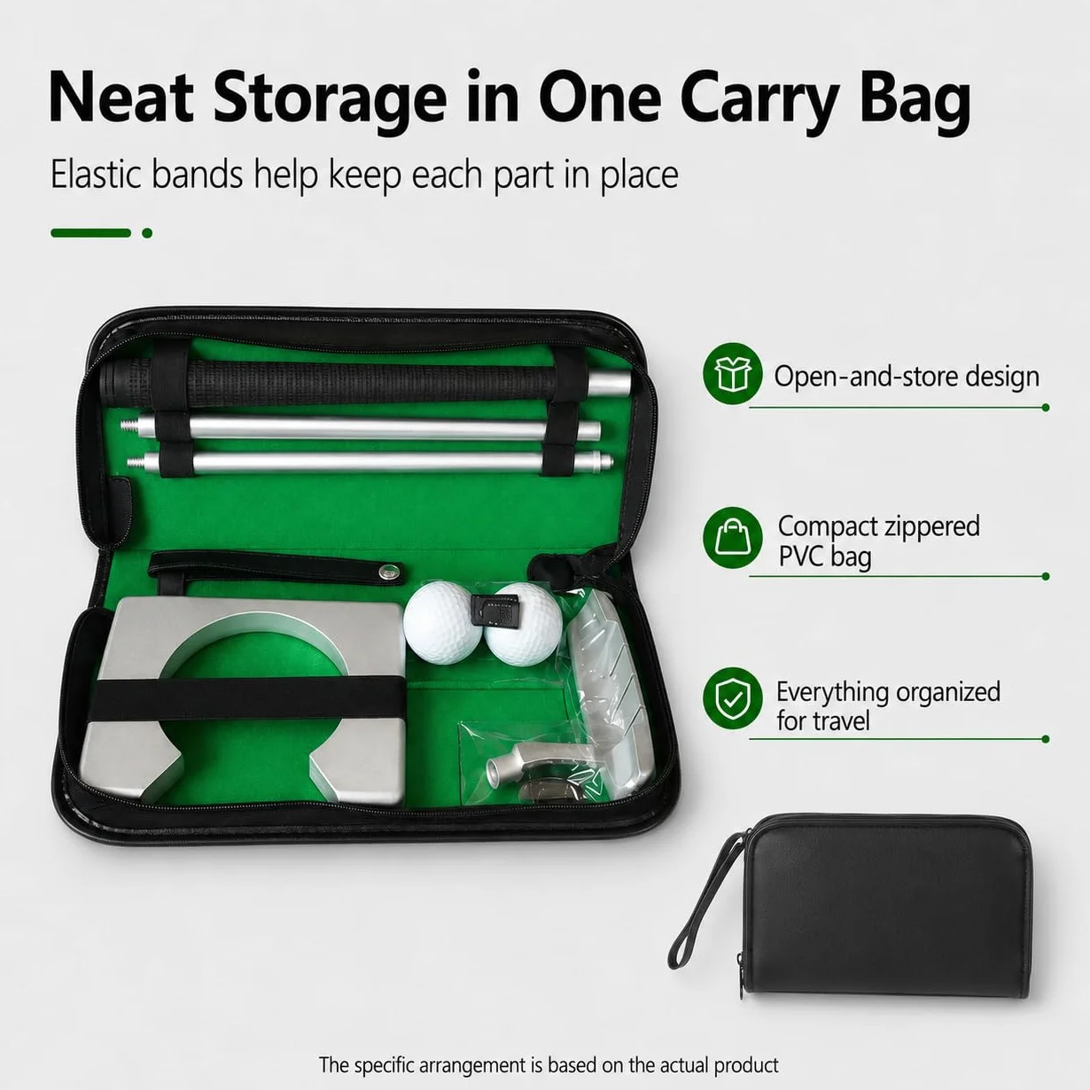 VOBOR Kit Golf Putter Portatili, Lega di Zinco, Indoor Practice Training Club con 2 Palline e Borsa, per gli Appassionati di Golf