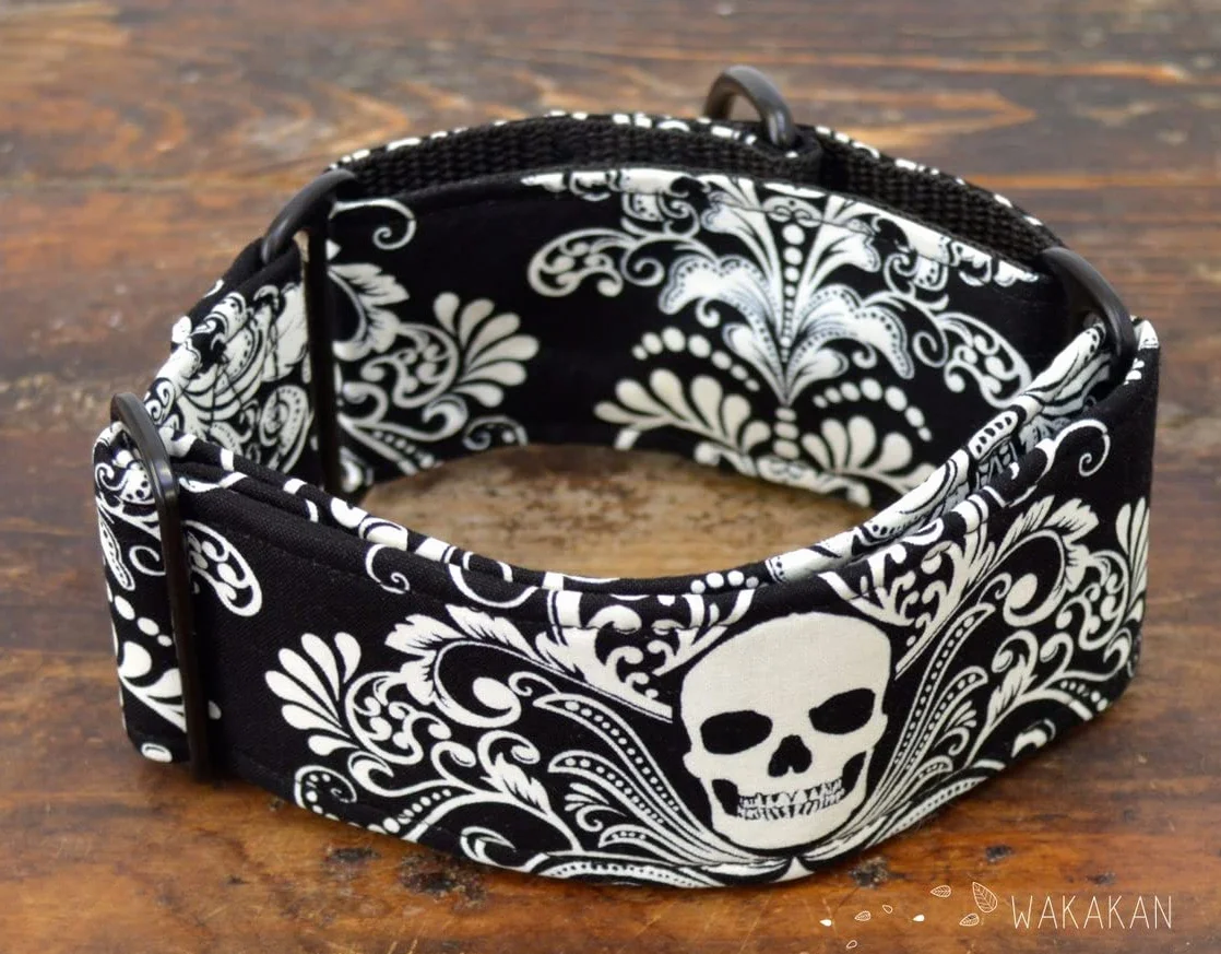 Wakakán Collare per cani martingale Victorian Skull Glow In The Dark