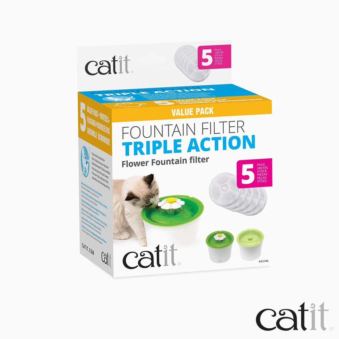 Catit Triple Action Set Filtri per Fontanelle - 5 Pezzi