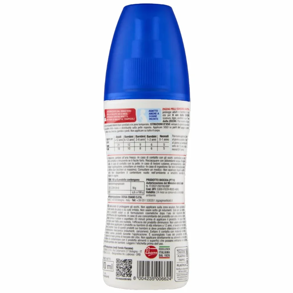 ZIG – ZAG Spray Antizanzare per Bambini e Neonati, Repellente Corpo 100 ml
