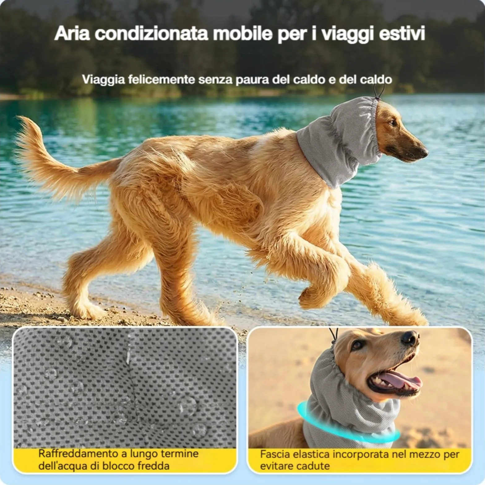 Paraorecchie rinfrescanti per cani - Copricapo regolabile per cuccioli piccola, media e grande taglia