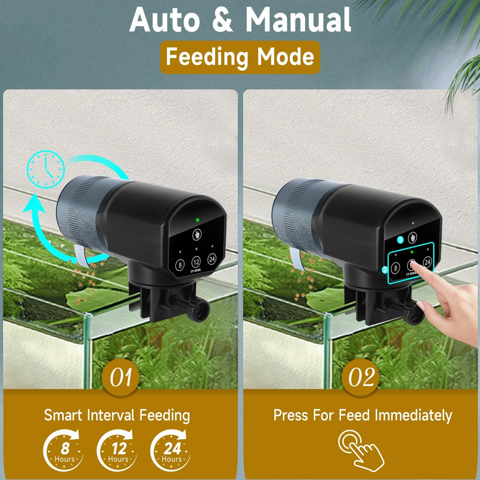Mangiatoia Automatica Acquario 200ML con Indicatore LED e Batterie AAA, Nero
