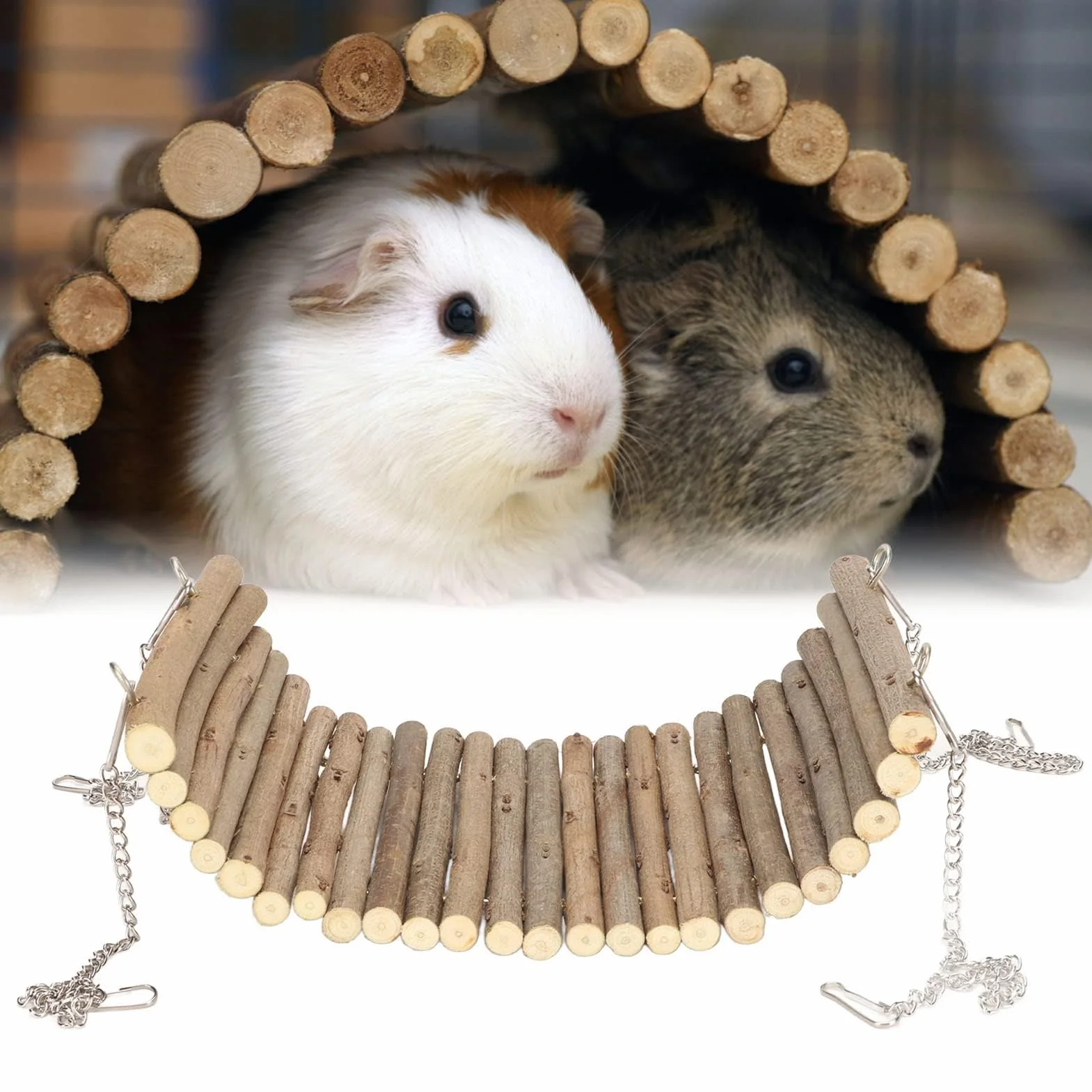 Amaca Sospesa per Piccoli Animali in Legno 20x30 cm per Criceti Cincillà Scoiattoli Conigli Uccelli