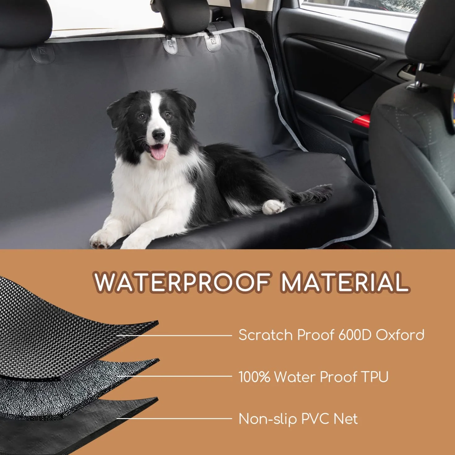 Nobleza Fodere sedili per Cani per Veicoli Coprisedili Auto Posteriore Panno Oxford Impermeabile Antigraffiato Antiscivolo Nero 140x110 cm