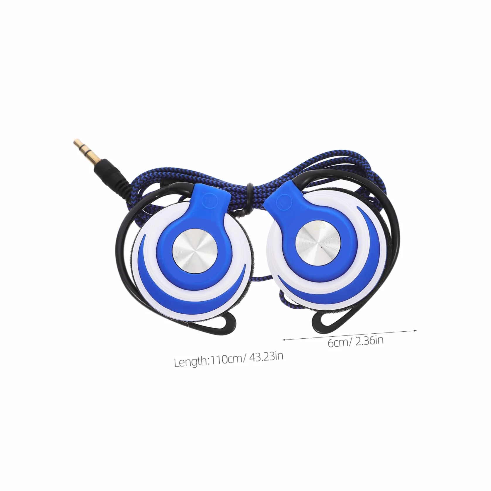 BESTonZON 2 Cuffie Stereo Auricolari Clip Con Gancio Orecchio Cablato Blu Ergonomiche Suono Surround