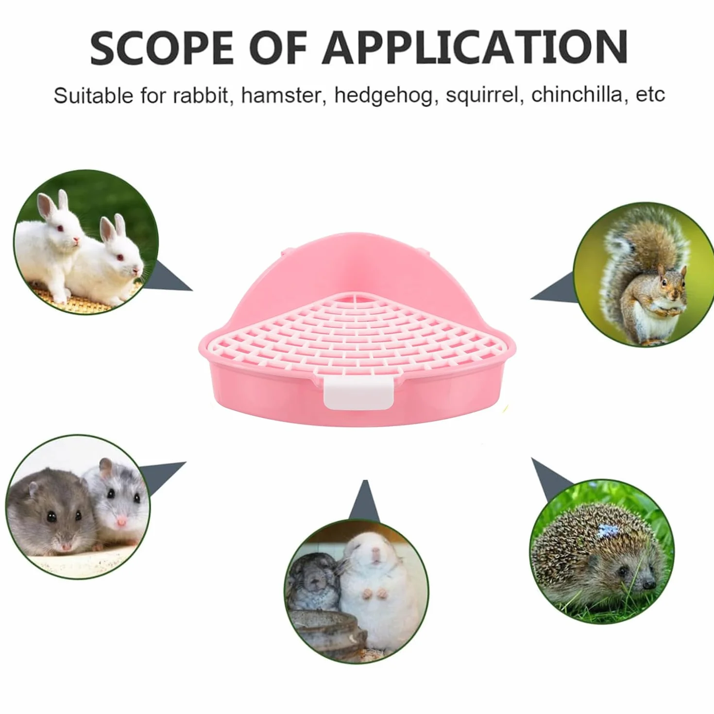 MEISO Toilette per Coniglio, Toilette per Animali Domestici, Vasino Addestrativo per Criceti, Toilette per Animali di Piccola Taglia di Triangolo per Coniglietti, Cincillà, Cavia (Rosa)