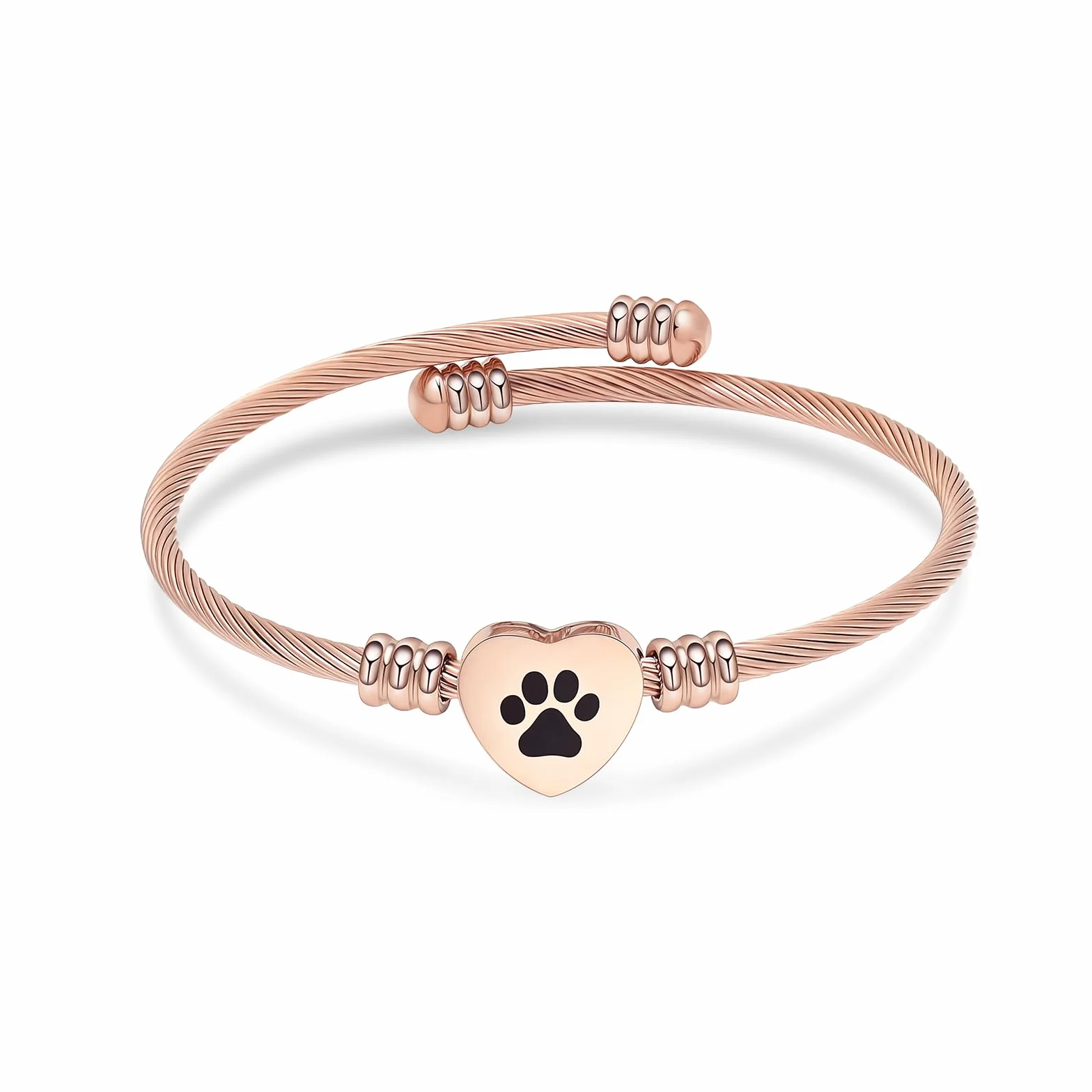 Braccialetto per ceneri, gioiello commemorativo in acciaio inox, a forma di zampa di animale domestico, a forma di cuore, urna con ciondolo a forma di urna per i propri cari, funerali,