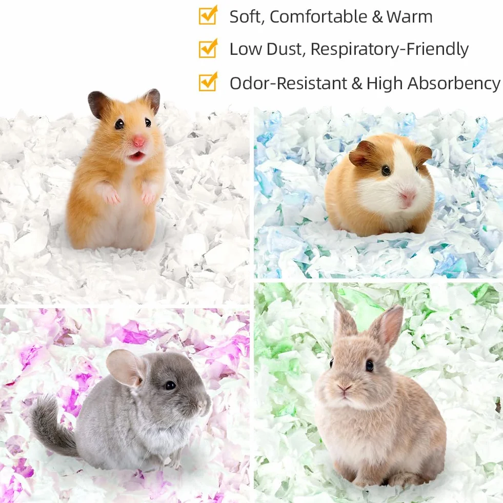flintronic Lettiera per Piccoli Animali, 15L Biancheria da Letto per Animali Domestici, 99% Priva di Polvere e Antiodore, per Criceto, Coniglio Nano, gerbilli, Roditori(440g)