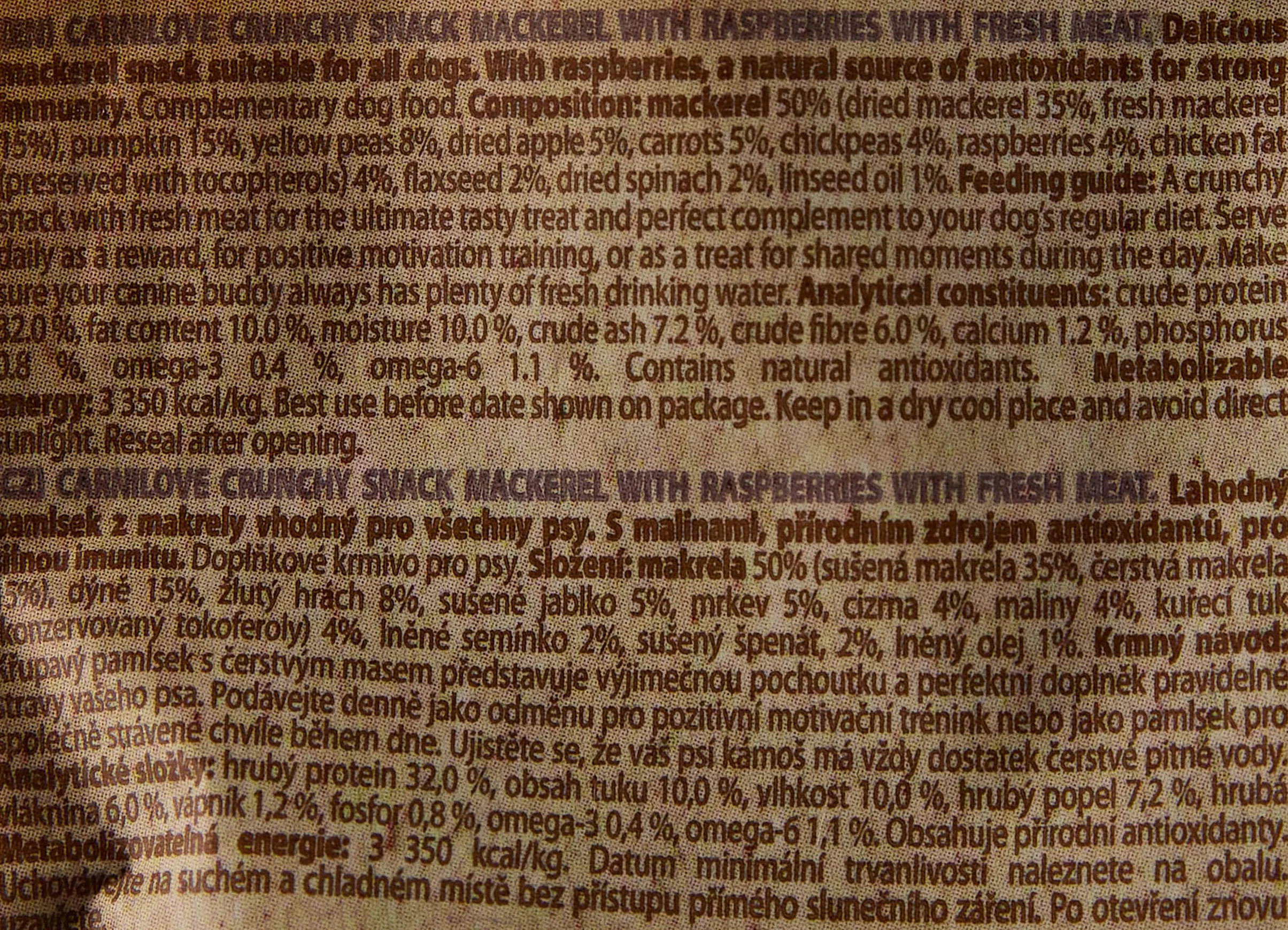 Carnilove Snack Semiumido 200 gr Sgombro e Lamponi