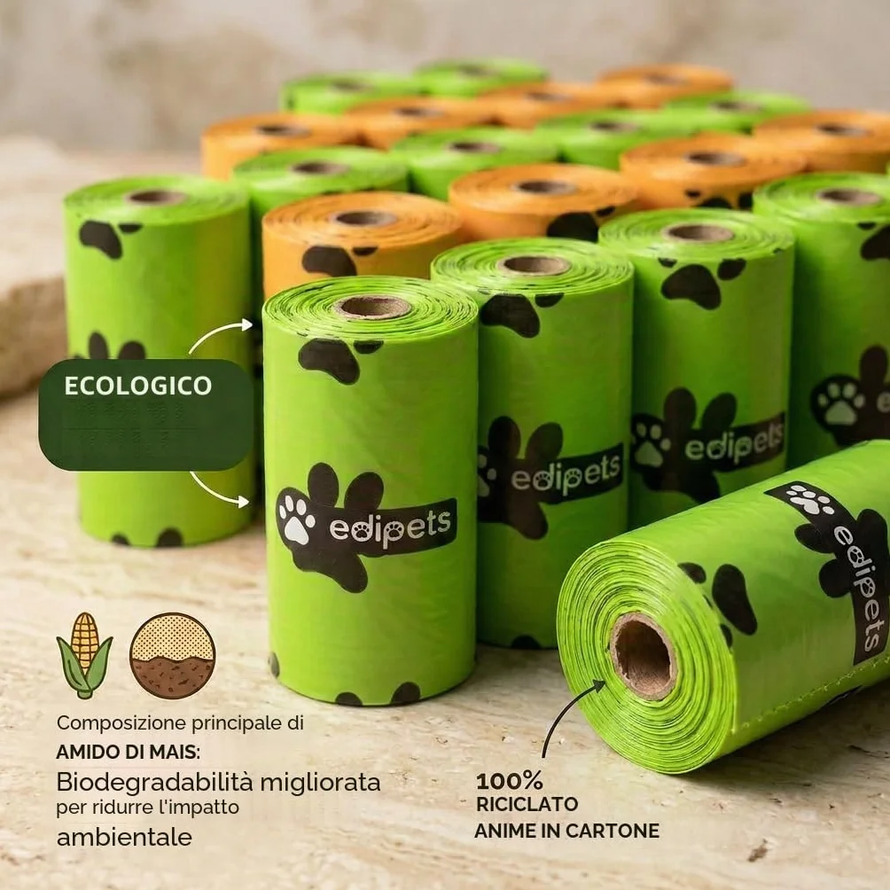 Edipets Sacchetti Cane Biodegradabili 540 pezzi Extra Spesso a prova di Perdite non Profumati