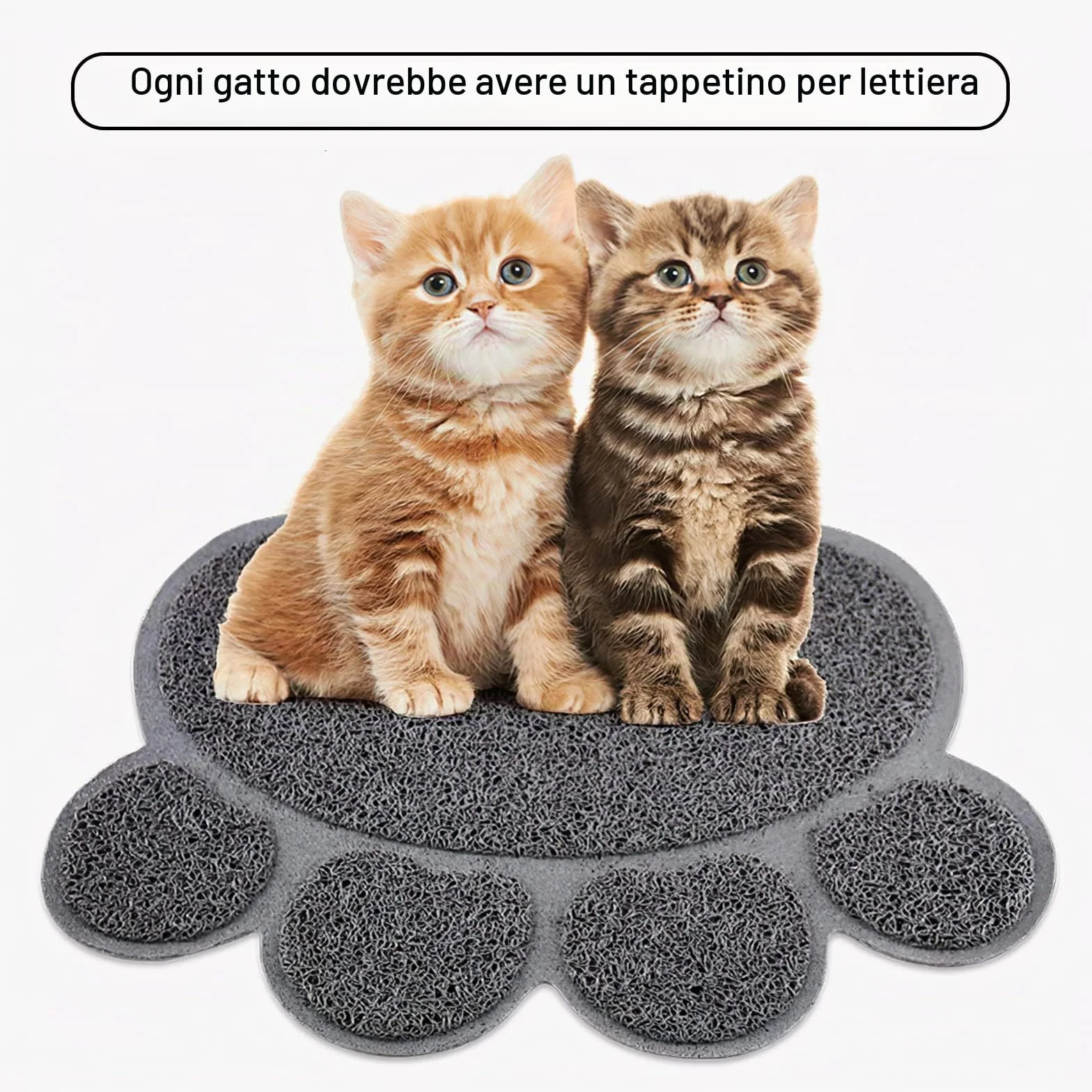 Tappetino di alimentazione antiscivolo e impermeabile per cani e gatti, 30 x 37 cm (grigio)