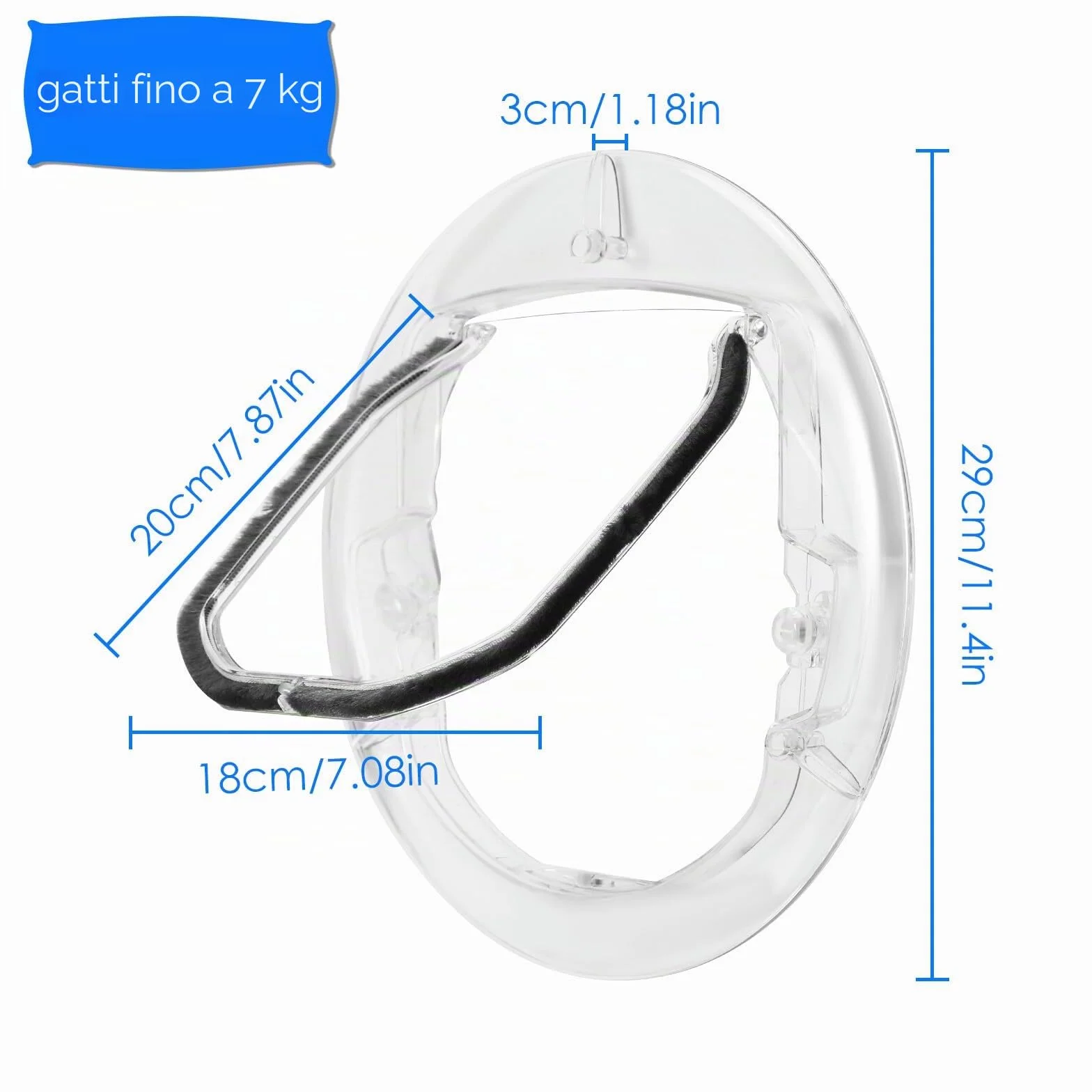 Porta per gatti trasparente a 4 vie con chiusura, cancello rotondo resistente, kit per porte interne ed esterne
