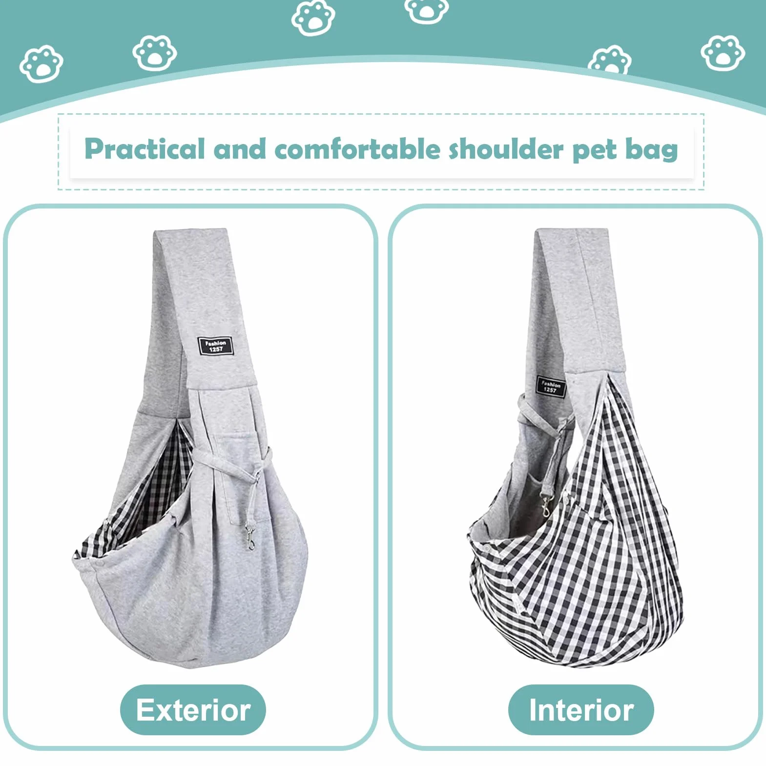 Borsa da Viaggio per Cani, Trasportini Tracolle Animali Trasportino a Tracolla Reversibile Borsa per Cane/Gatto Fino a 7.5kg, Borsa da Viaggio per Trasportino per Cani da Passeggio