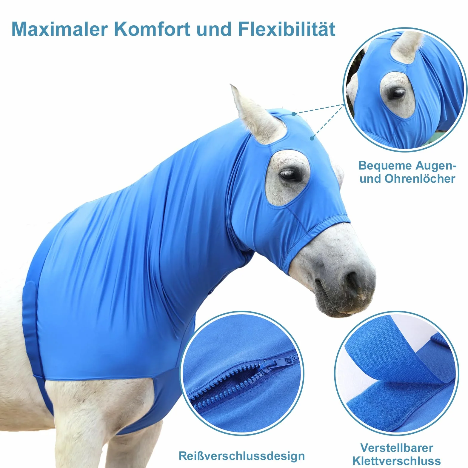 Hood Cavallo Elasticizzato con zip - Copertura del Collo e del Volto Completa