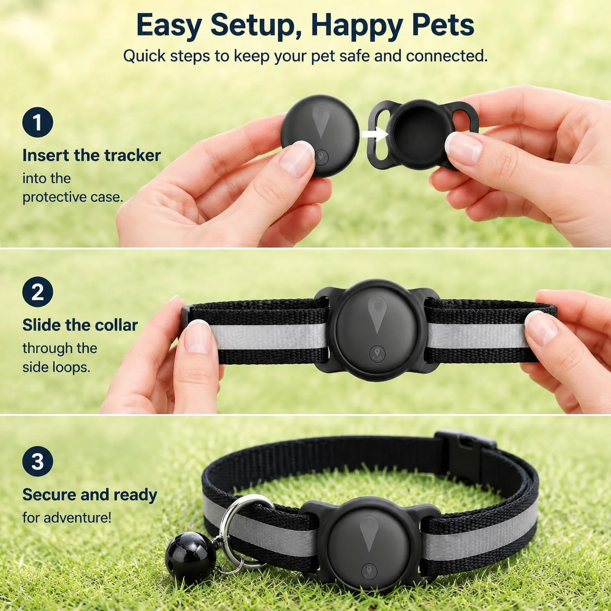 Collare GPS per Gatti, Localizzatore per Cani senza Abbonamento, Compatibile con iOS e Android, Tracciamento in Tempo Reale, Impermeabile IP67 con Lunga Durata della Batteria