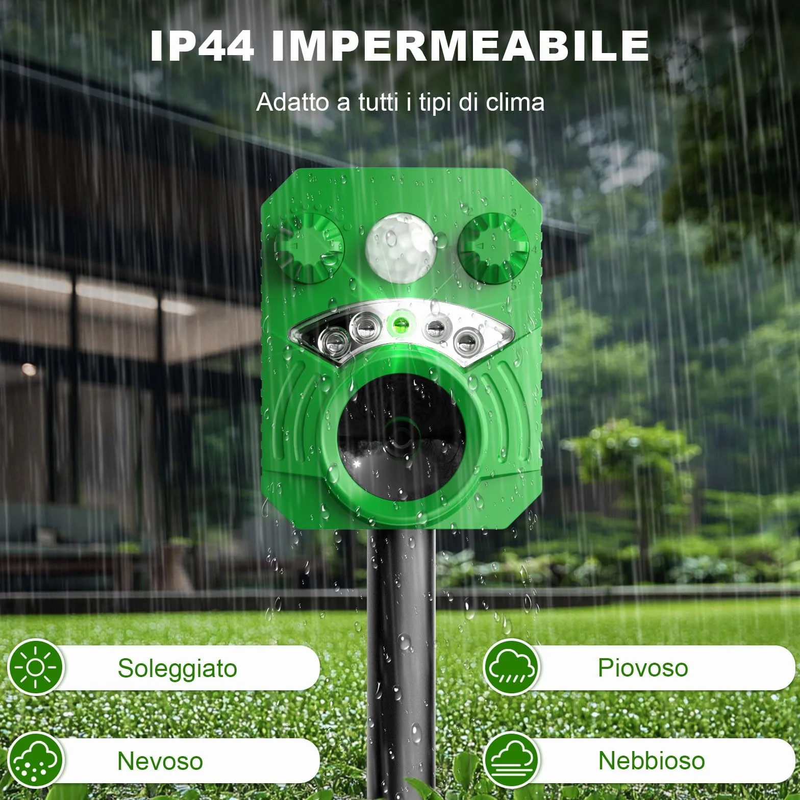 HOPPE'S Repellente per gatti, 5 modalità dissuasore per animali ad ultrasuoni alimentato ad energia solare, repellente per cani con luci LED per animali domestici, efficace contro piccioni, uccelli,