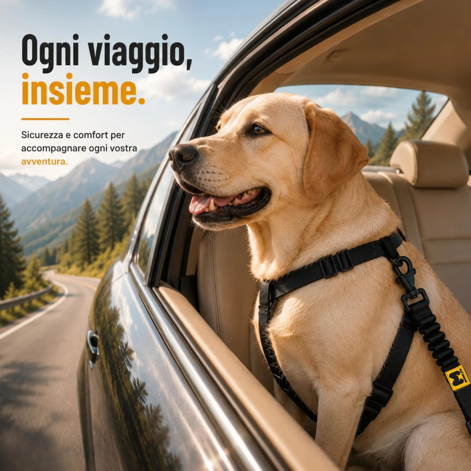 MORELOW Cintura Auto Per Cani - Cintura di Sicurezza per Cani Elastica Anti Shock che Riduce gli Strappi - Regolabile con Gancio Rinforzato - Compatibile con Tutte le Auto