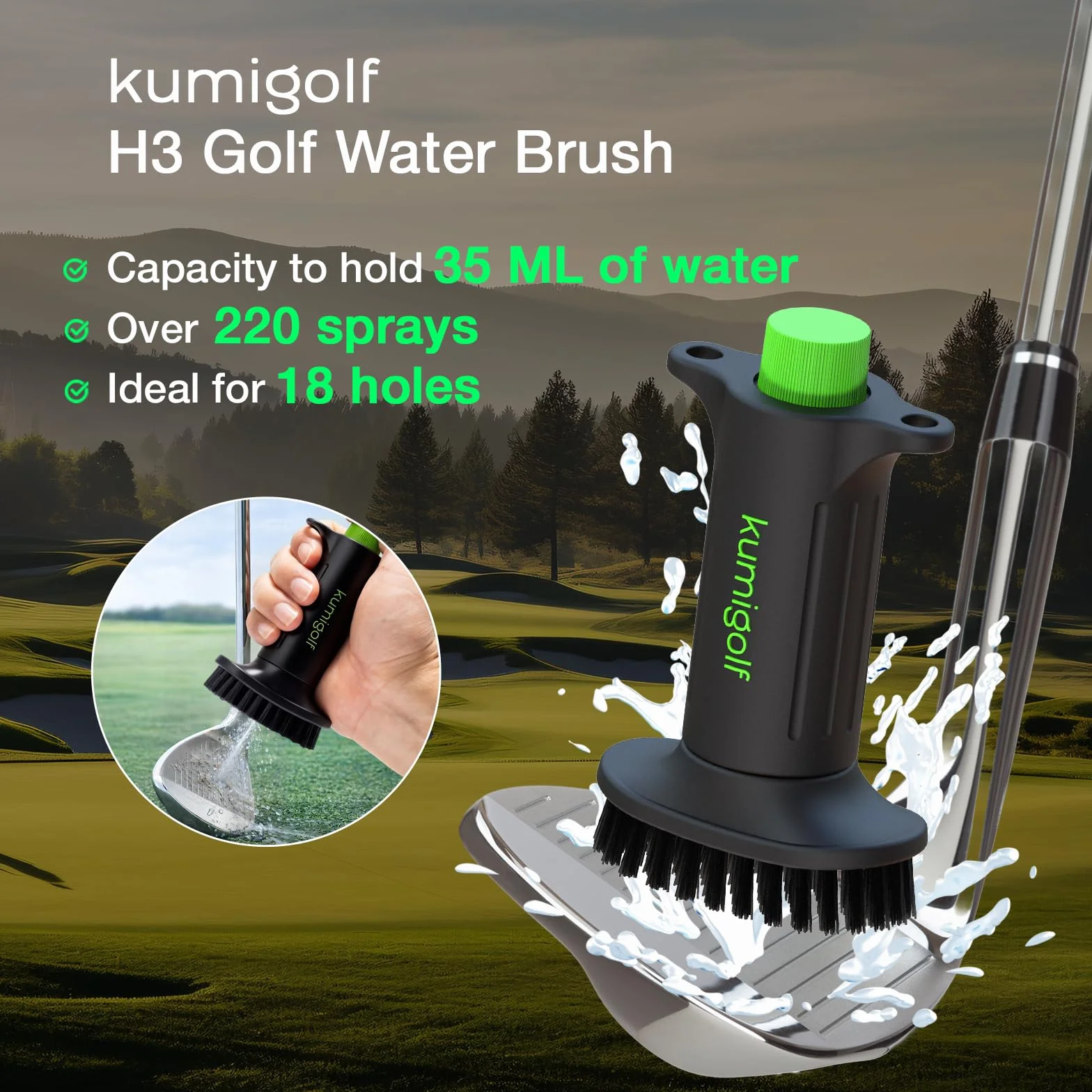 Spazzola d'acqua H3 per golf club, setole in nylon magnetiche