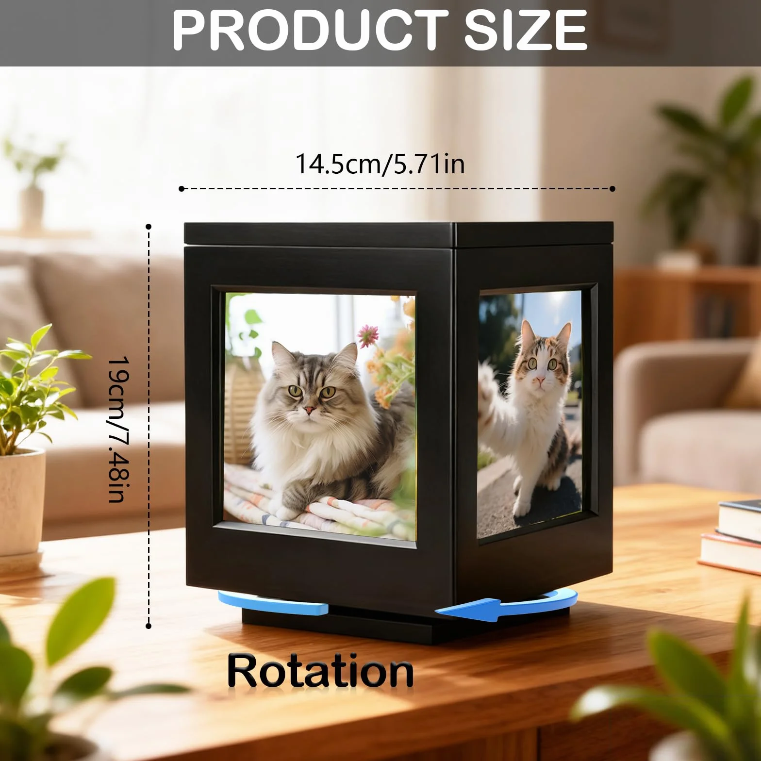 Urna per Ceneri Cane o Gatto, Urna per Animali Domestici con Cornice Portafoto Souvenirs Grande Scatola in Legno Souvenir Urne Funerarie Animali Regalo Commemorativo