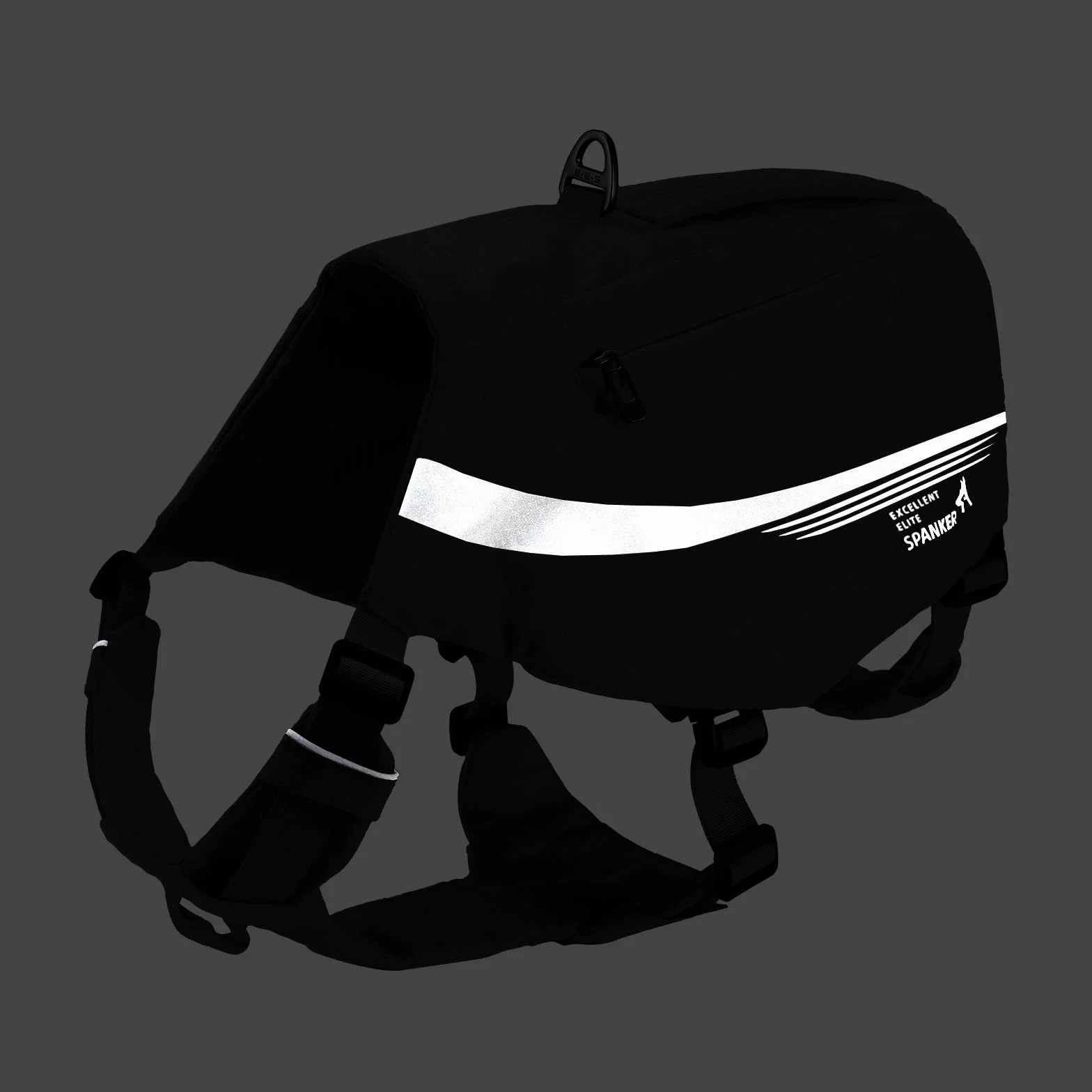 EXCELLENT ELITE SPANKER Zaino riflettente a forma di Y per cani con maniglie e tasche, senza anelli a D, leggero, attrezzatura da escursionismo per cani, caccia, viaggi.(BLK)