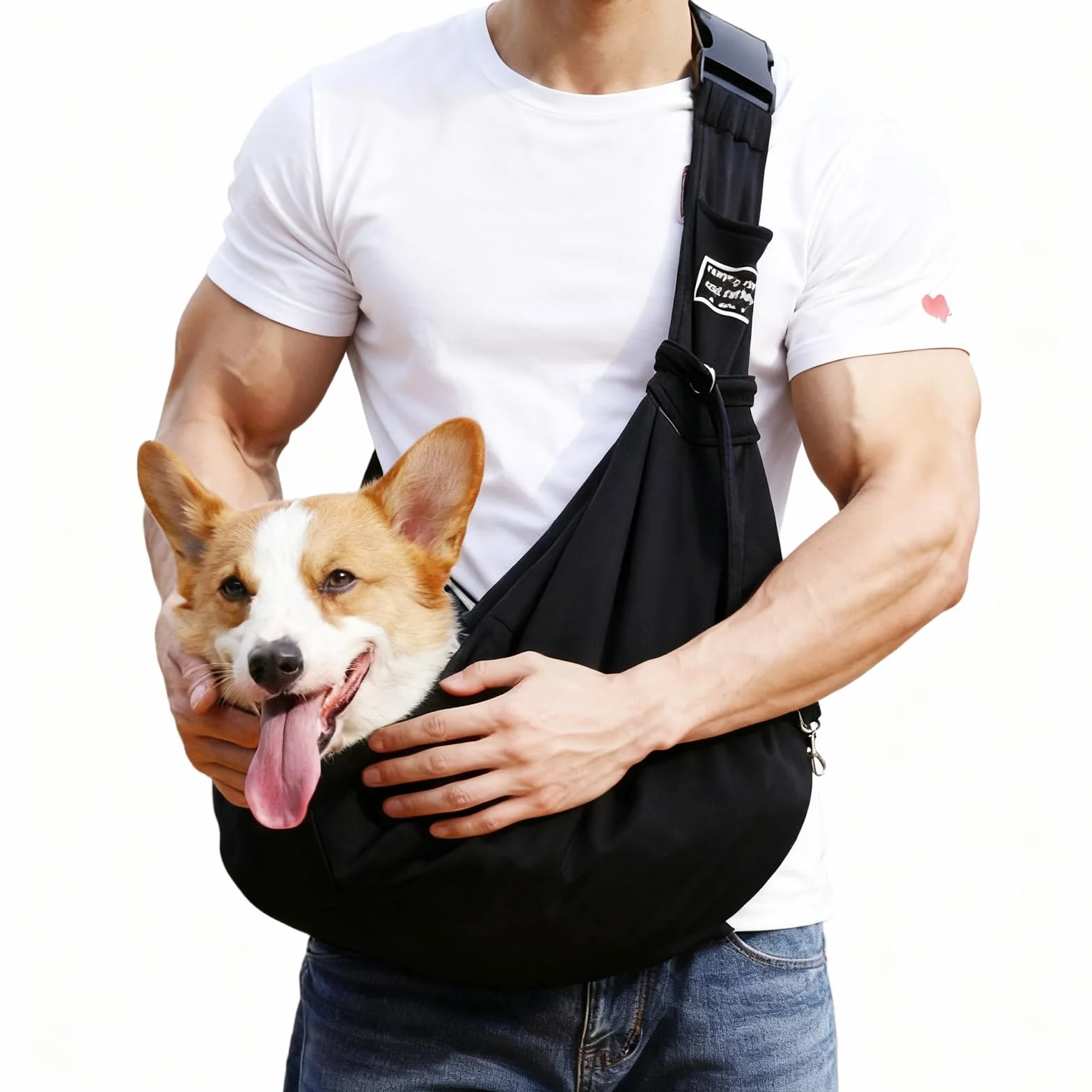 Borsa da Viaggio per Cani, Regolabile Borsa da Trasporto per Cani Piccoli, Cross-Body Pet Sling Carrier con Gancio per Cane Gatto Fino a 7.5 KG, per Viaggio, Ciclismo, Passeggiata, Nero