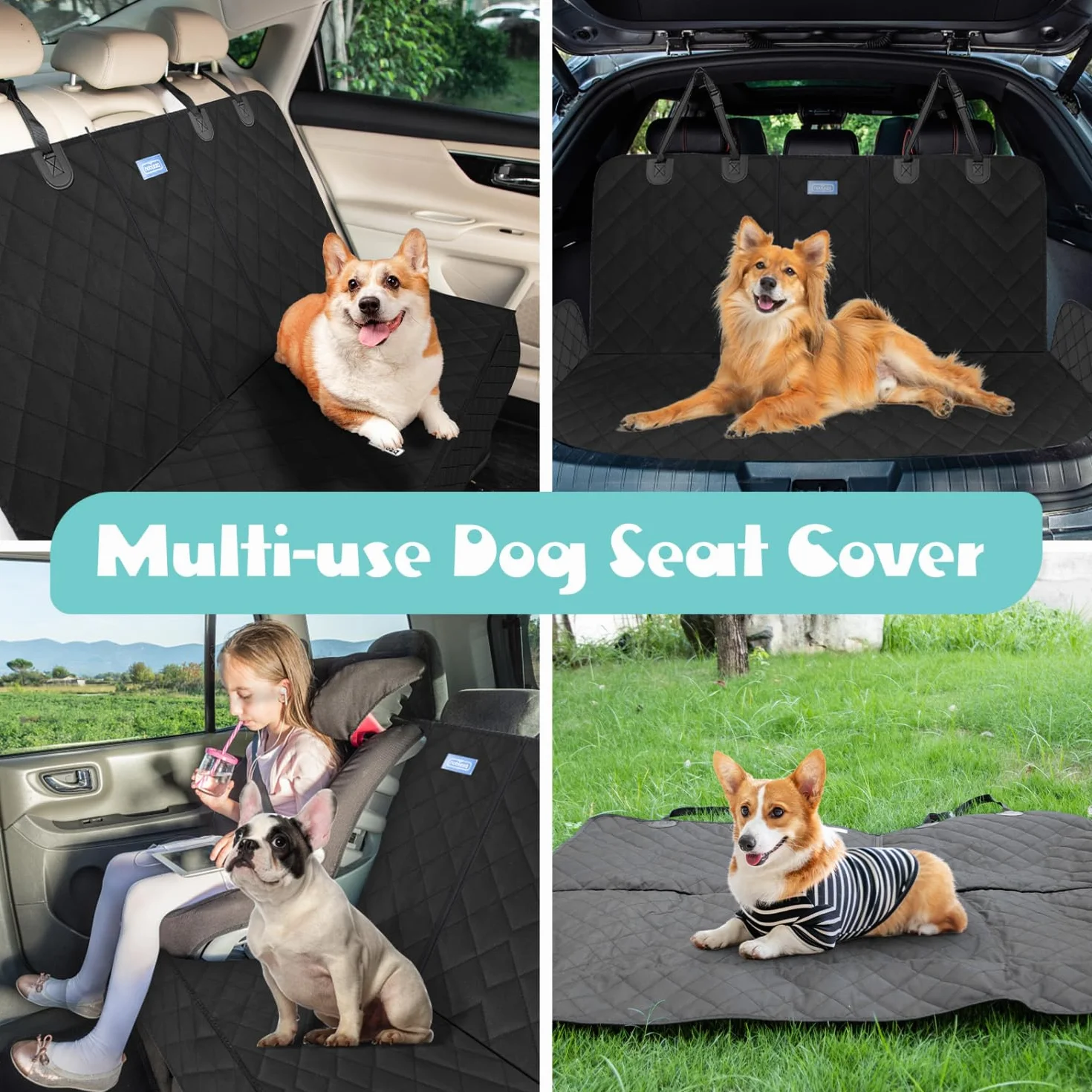 Nobleza Telo Auto per Cani, Coprisedile Auto per Cani Compatibile con Braccioli, Telo Macchina per Cani Impermeabile Antigraffiato e Antiscivolo, 137×121CM Coprisedile Posteriore Auto Universale