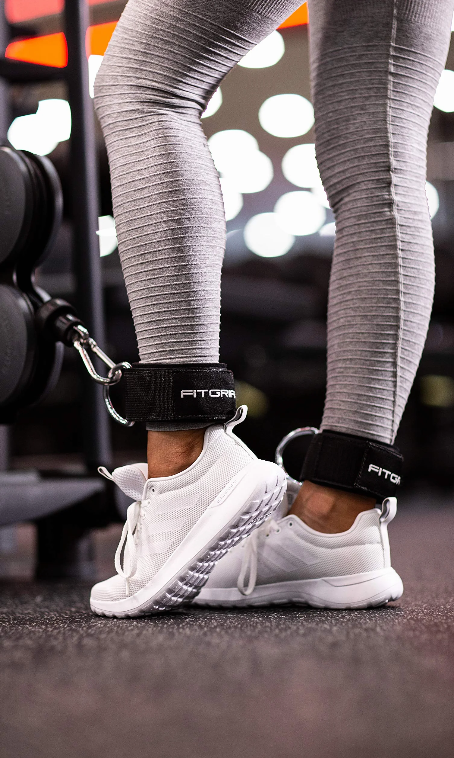 Fitgriff® Cavigliere Cavi Palestra V2 (2 Pezzi)- Attrezzi Fitness da Donna e Uomo per Kick Back, Allenamento dei Glutei, Leg Curl - Ankle Straps Gym