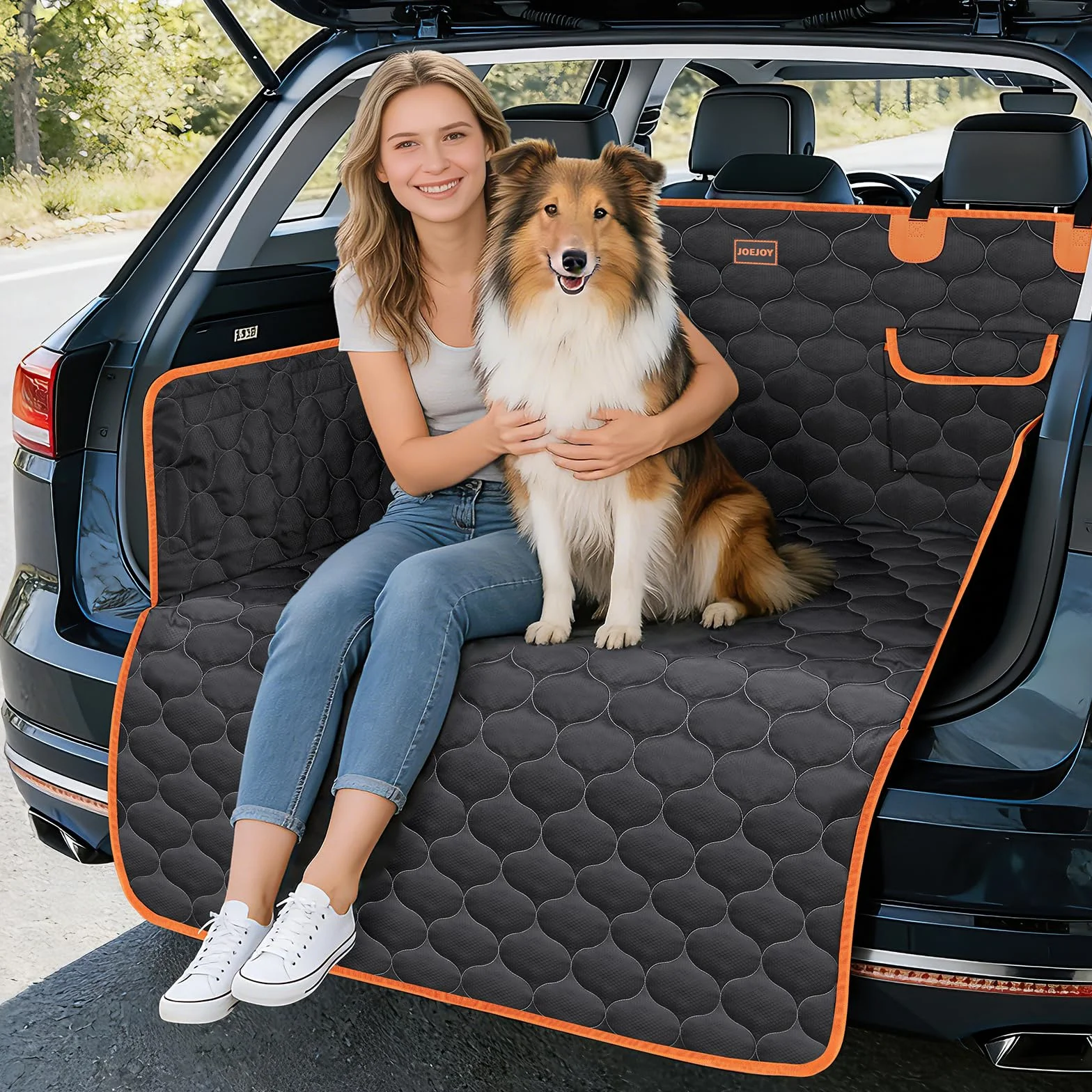 JOEJOY Telo Auto per Cani con Protezione Laterale e Paraurti, Universale Telo Cane Auto, Antiscivolo Impermeabile Resistente ai Graffi, per Telo Cane Auto per Station Wagon, Furgoni e SUV