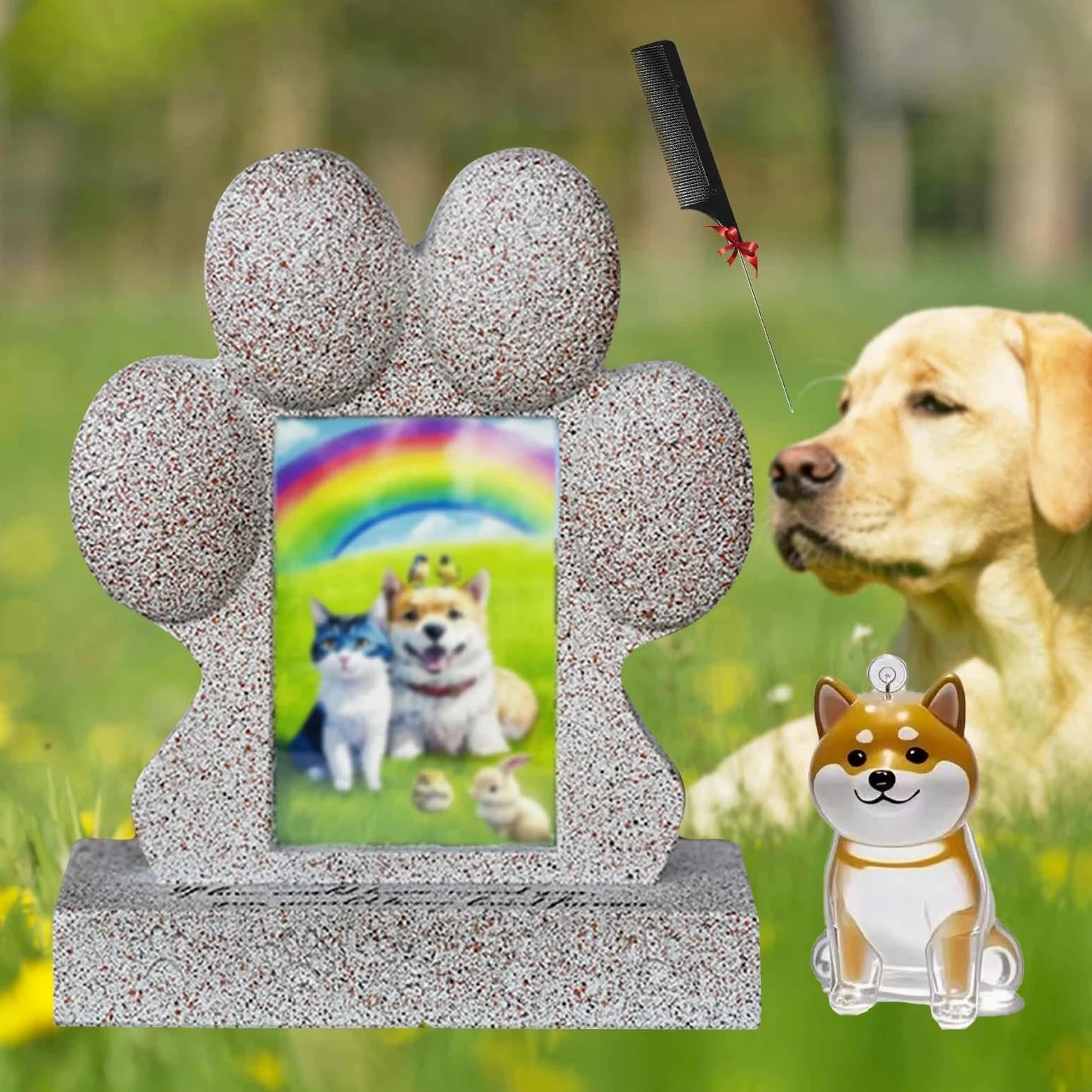 Cornice Commemorativa per Cani e Portachiavi con Peli di Gatto, Pietra Commemorativa per Gatti Ricordo per Cani E Gatti